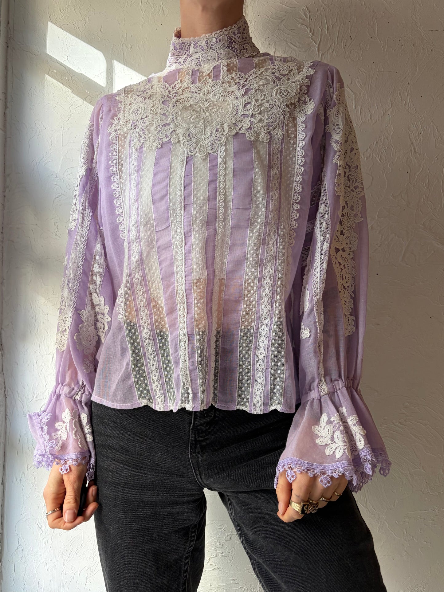 Vintage Purple Lace Blouse / Medium