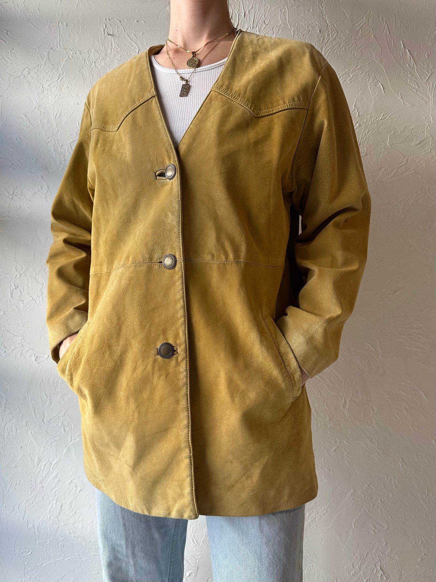 80s 'Danier' Tan Suede Oversized Leather Jacket / Small