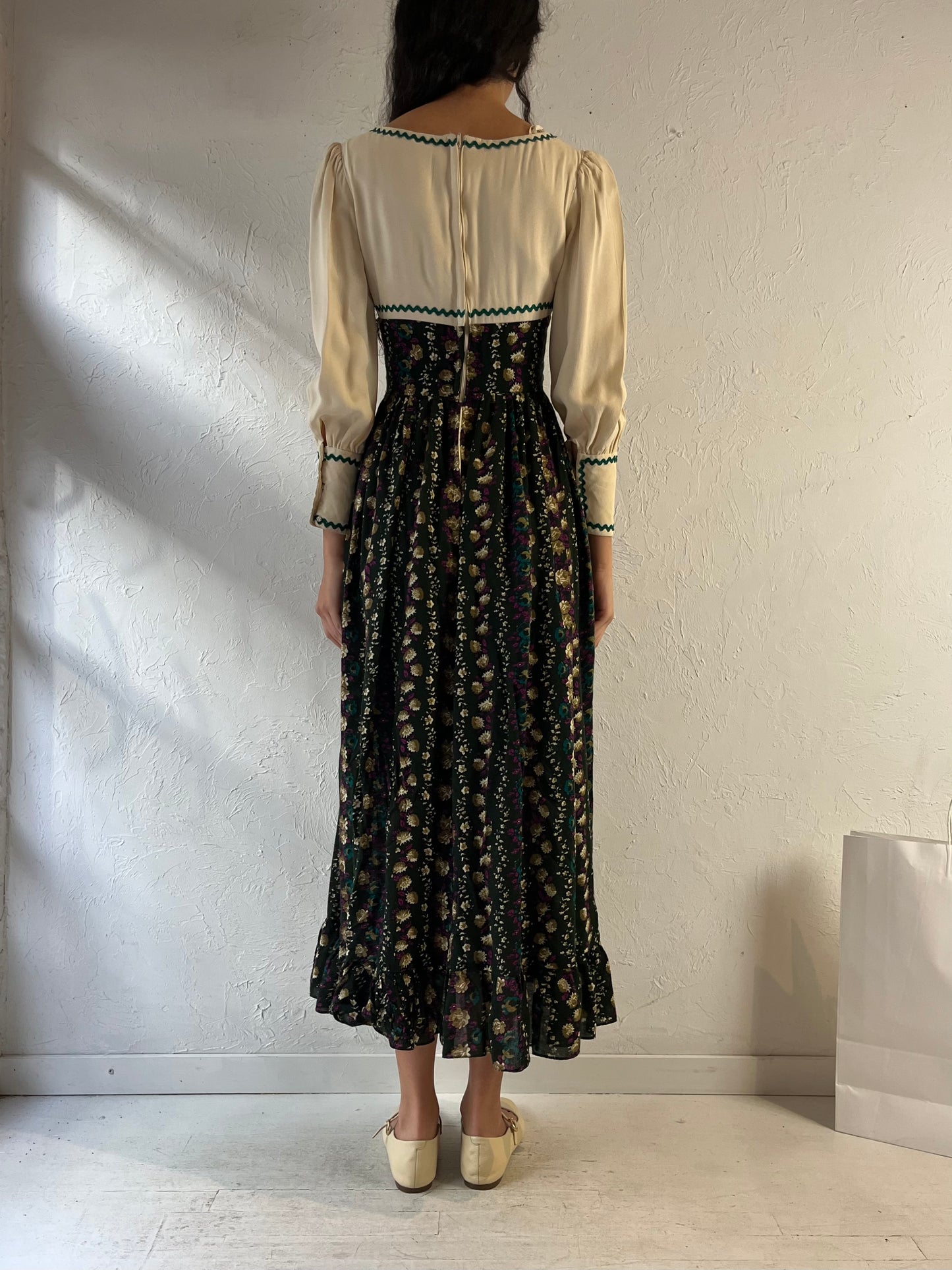 70s ‘Algo’ Long Sleeve Peasant Dress / Small