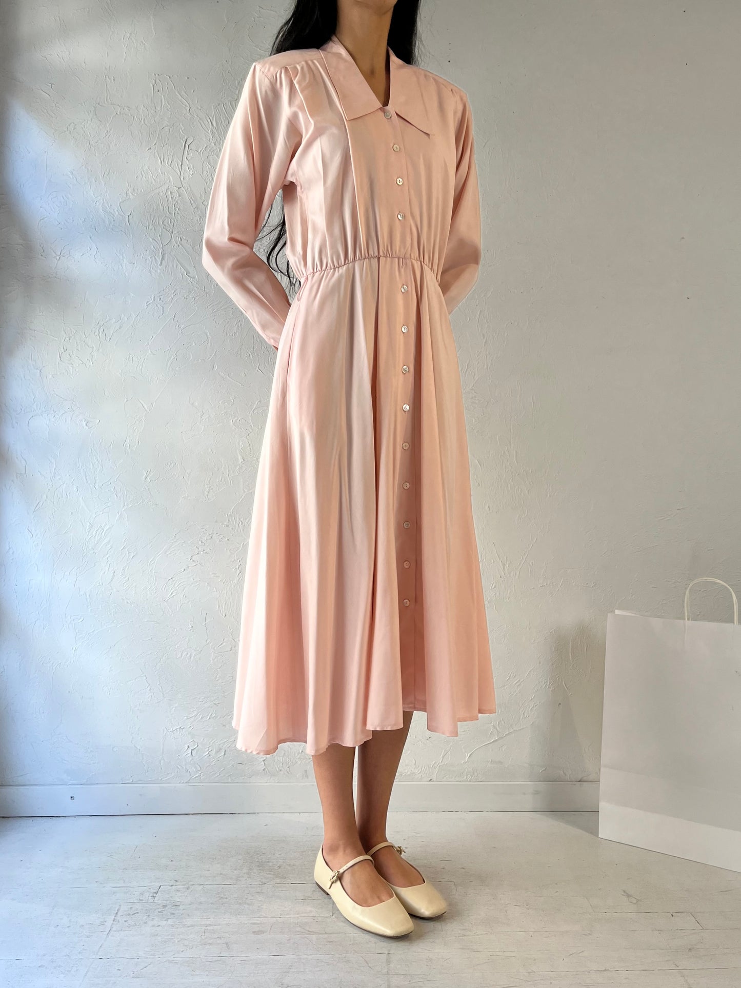 90s ‘Liz Claiborne’ Pale Pink Silk Dress / Small