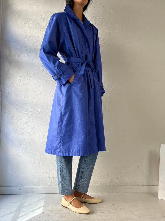 90s 'London Fog' Blue Lightweight Trench Coat / Medium