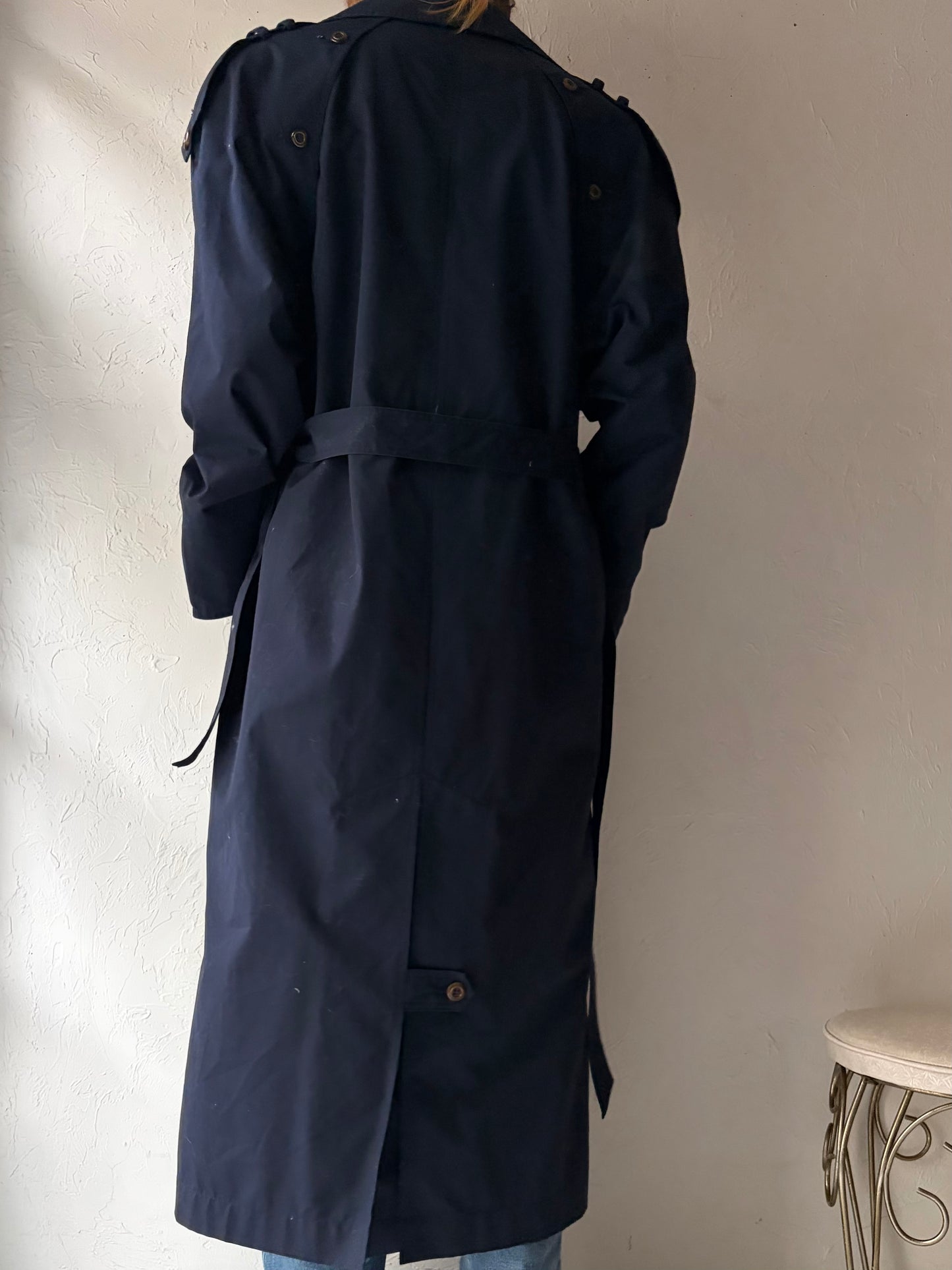 90s 'Niccolini' Navy Blue Trench Coat / Medium