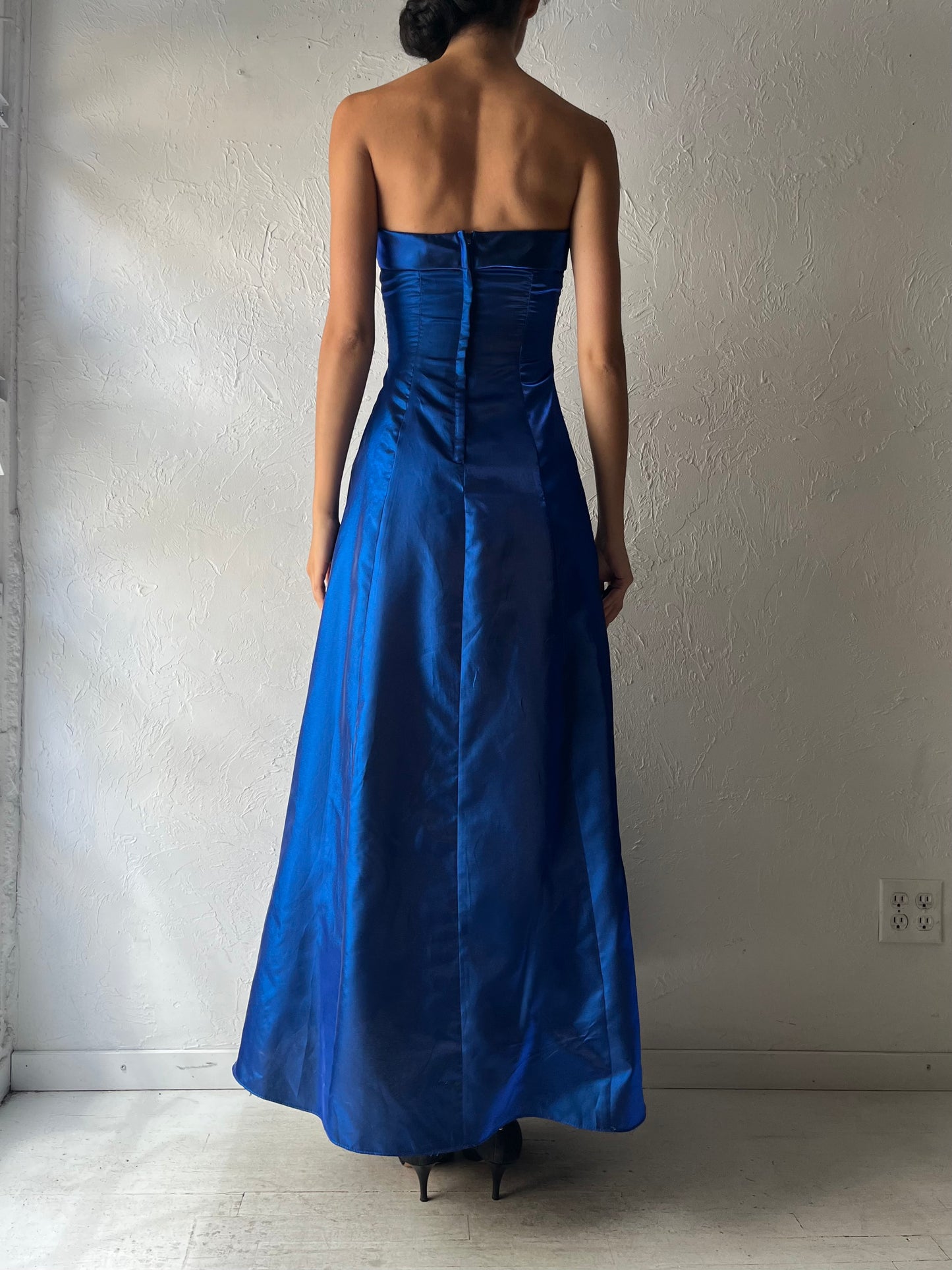 Y2k 'Urban Girl Nites' Blue Strapless Formal Prom Dress / Small