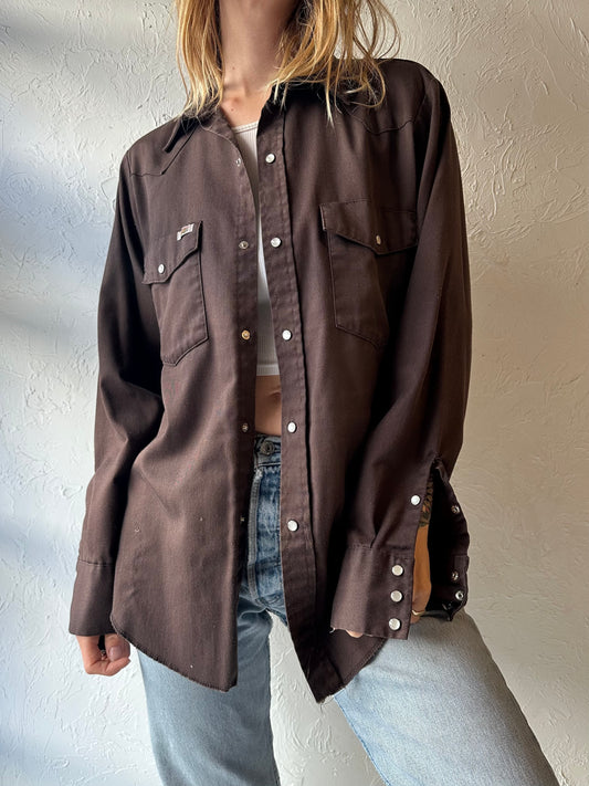 90s ‘GWG’ Brown Snap Up Shirt / Medium