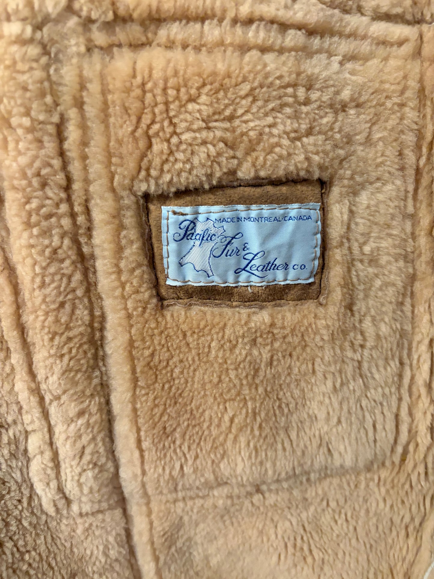 Vintage 'Pacific Fur' Suede Leather Hooded Winter Coat / Small