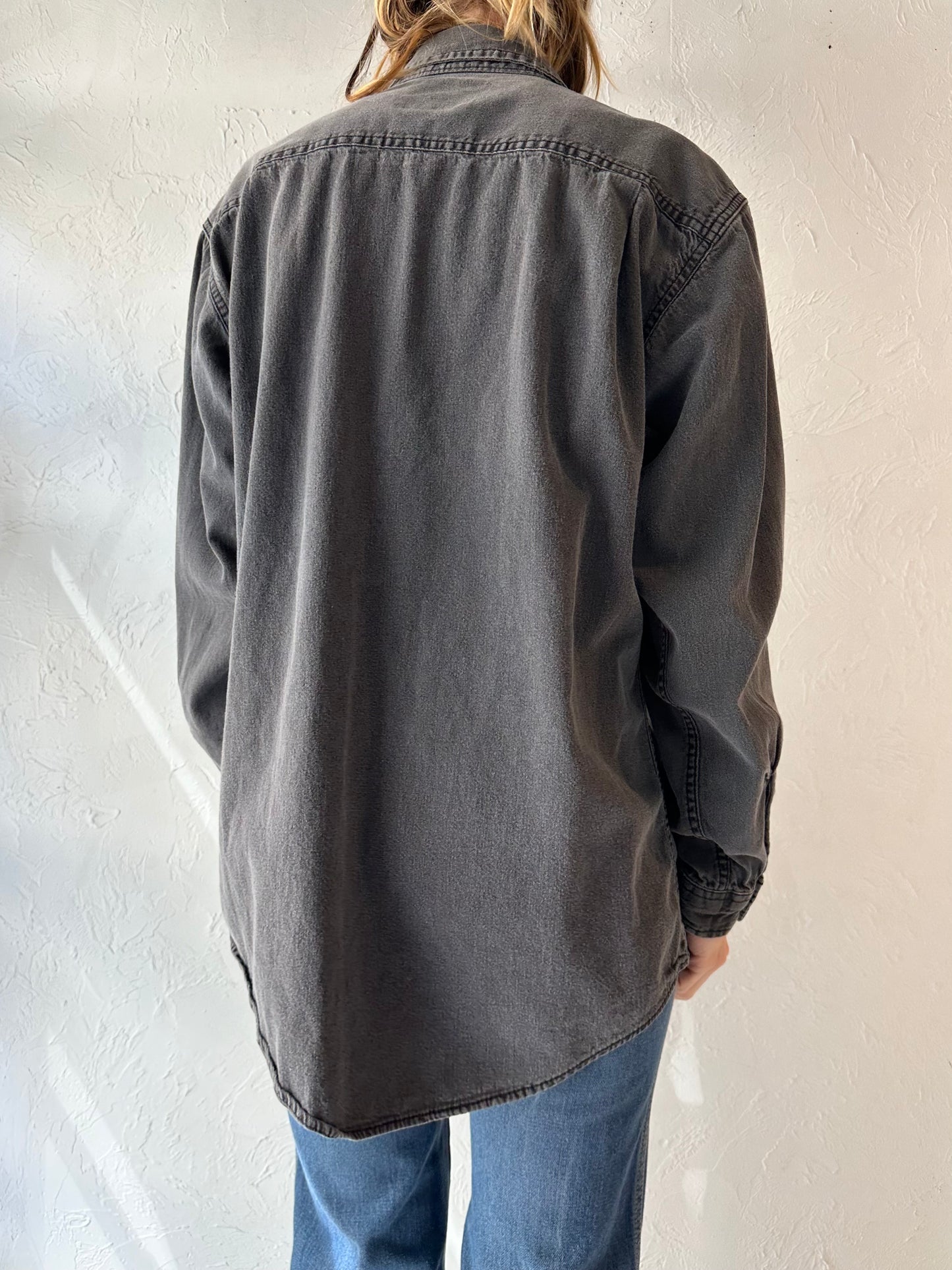 Vintage 'Levis' Gray Denim Button Up Shirt / Medium