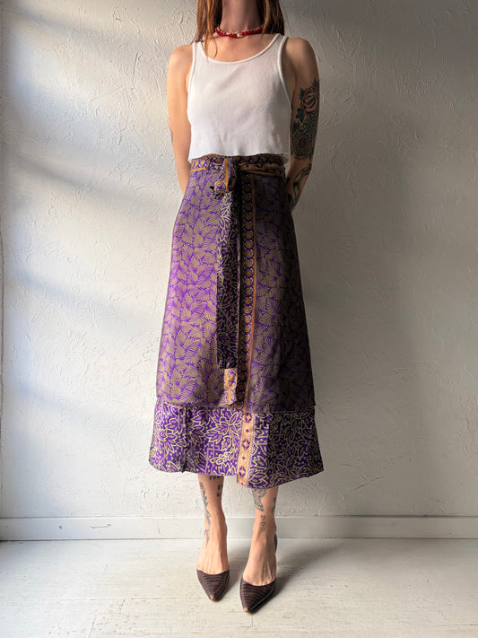 Vintage Purple Hippie Patterned Wrap Skirt / Small - Large