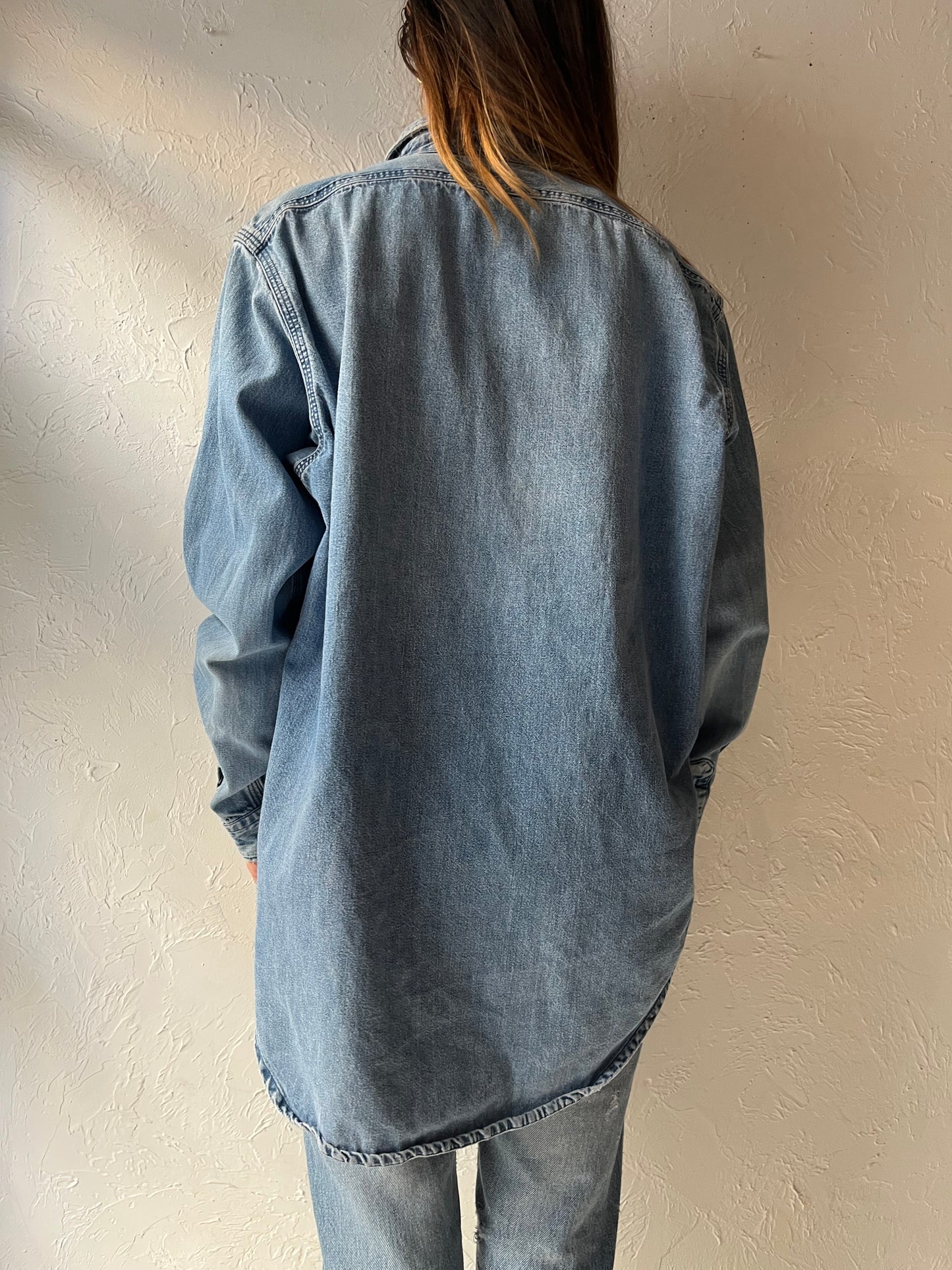 90s 'Polo Ralph Lauren' Button Up Denim Shirt / Medium