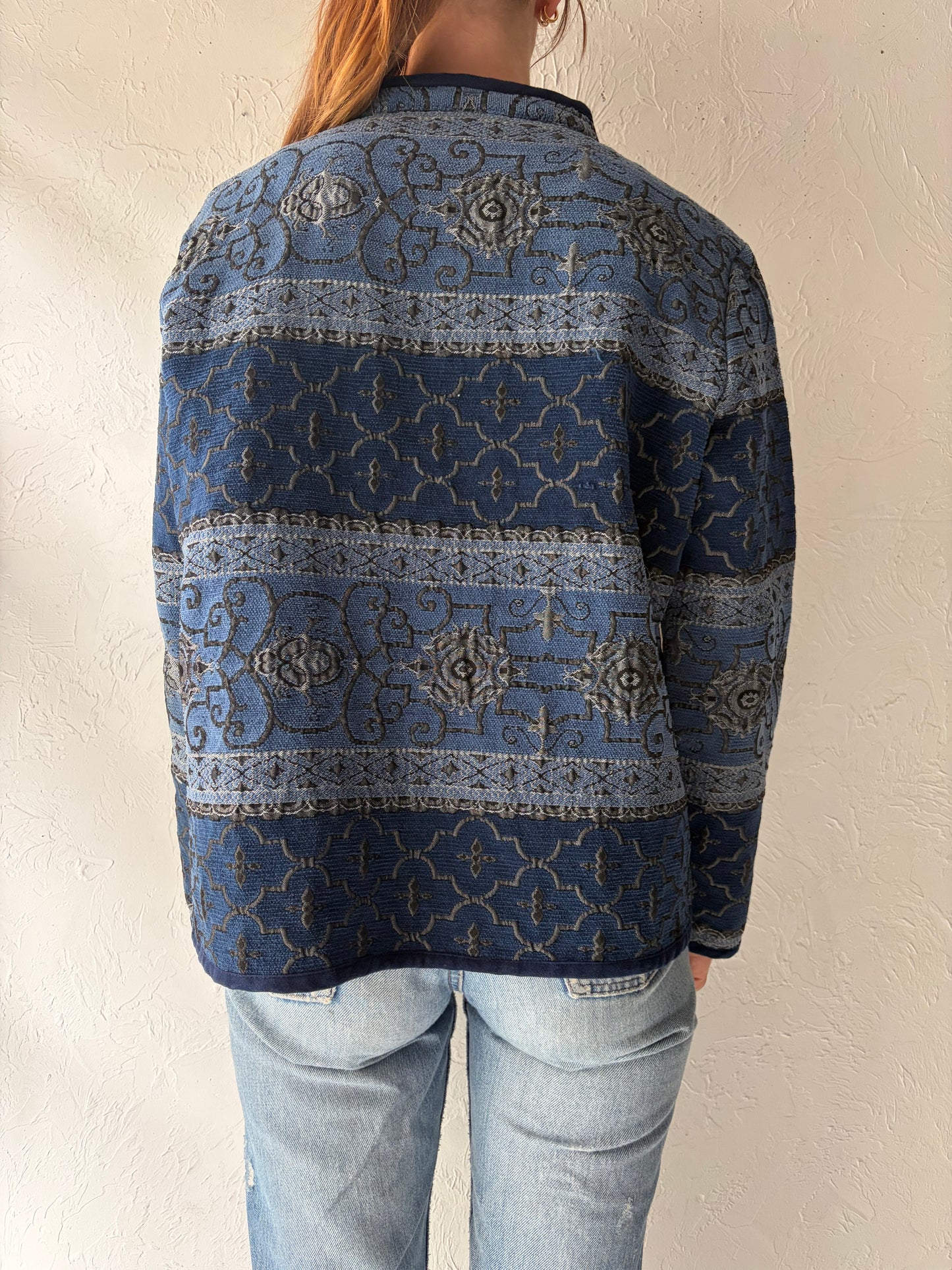 Vintage' Tradition' Blue Tapestry Jacket / Large
