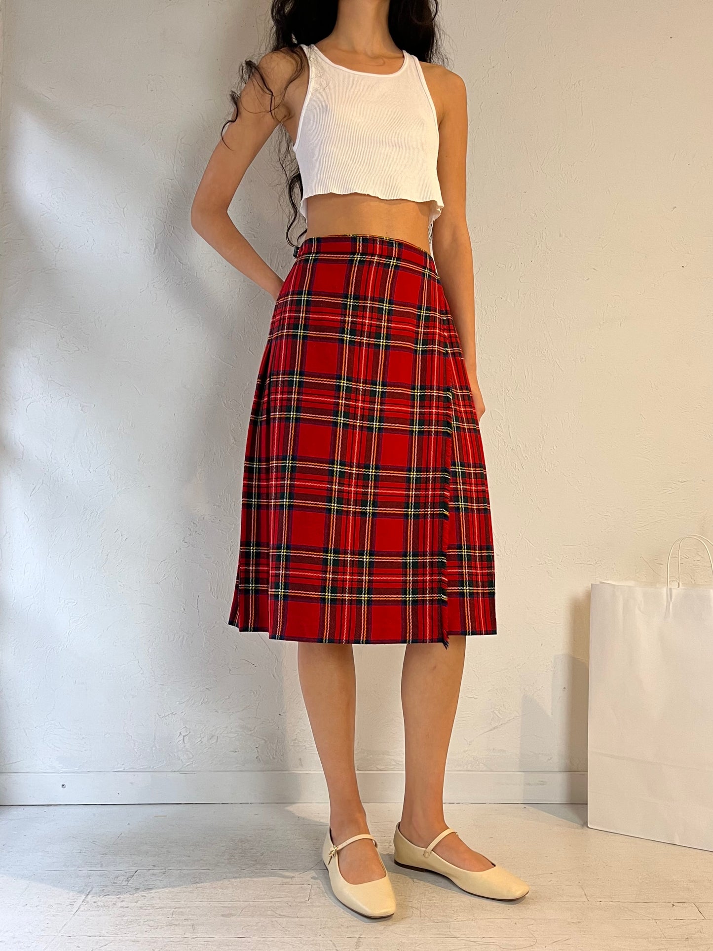 80s ‘Jedburgh' Plaid Midi Skirt / Small