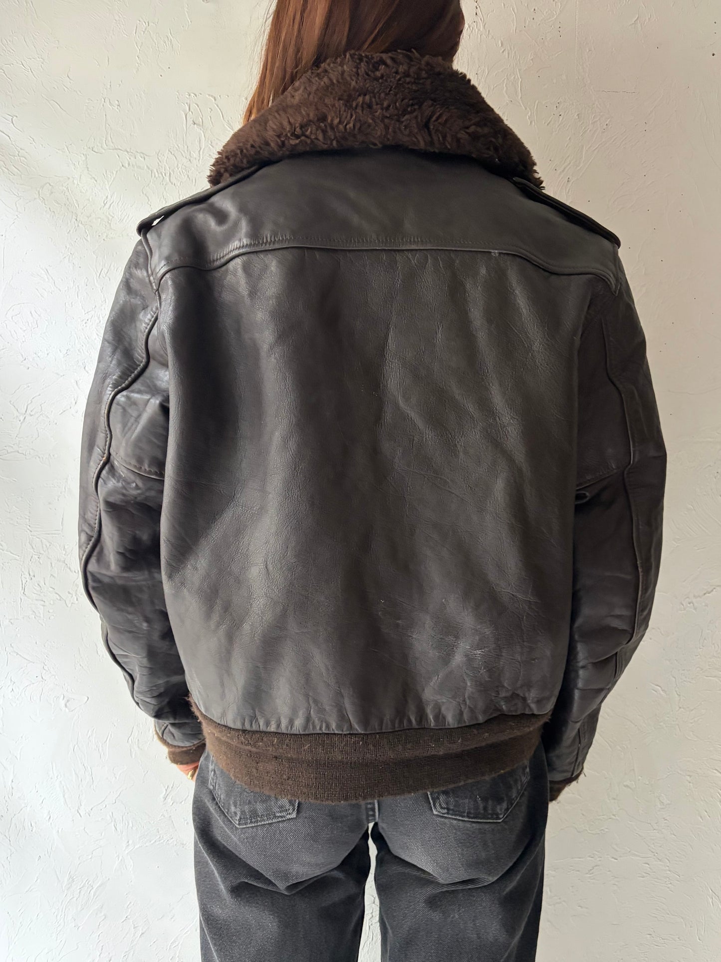 Vintage 1970s 'Schott Brothers' I S 674 MS Civilian Market Leather Flight Jacket / Medium