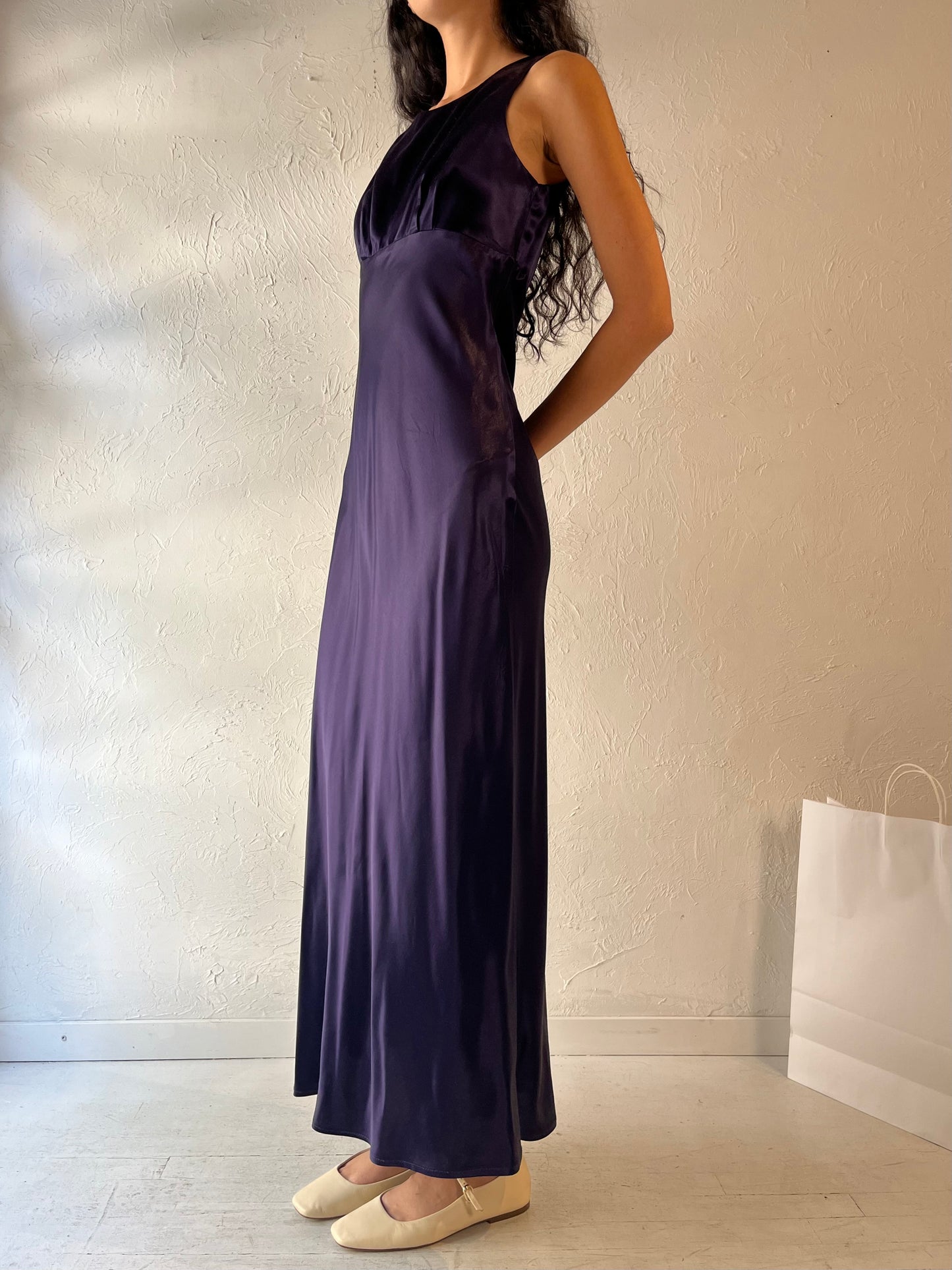 90s 'All That Jazz' Purple Silky dress / Small - Medium