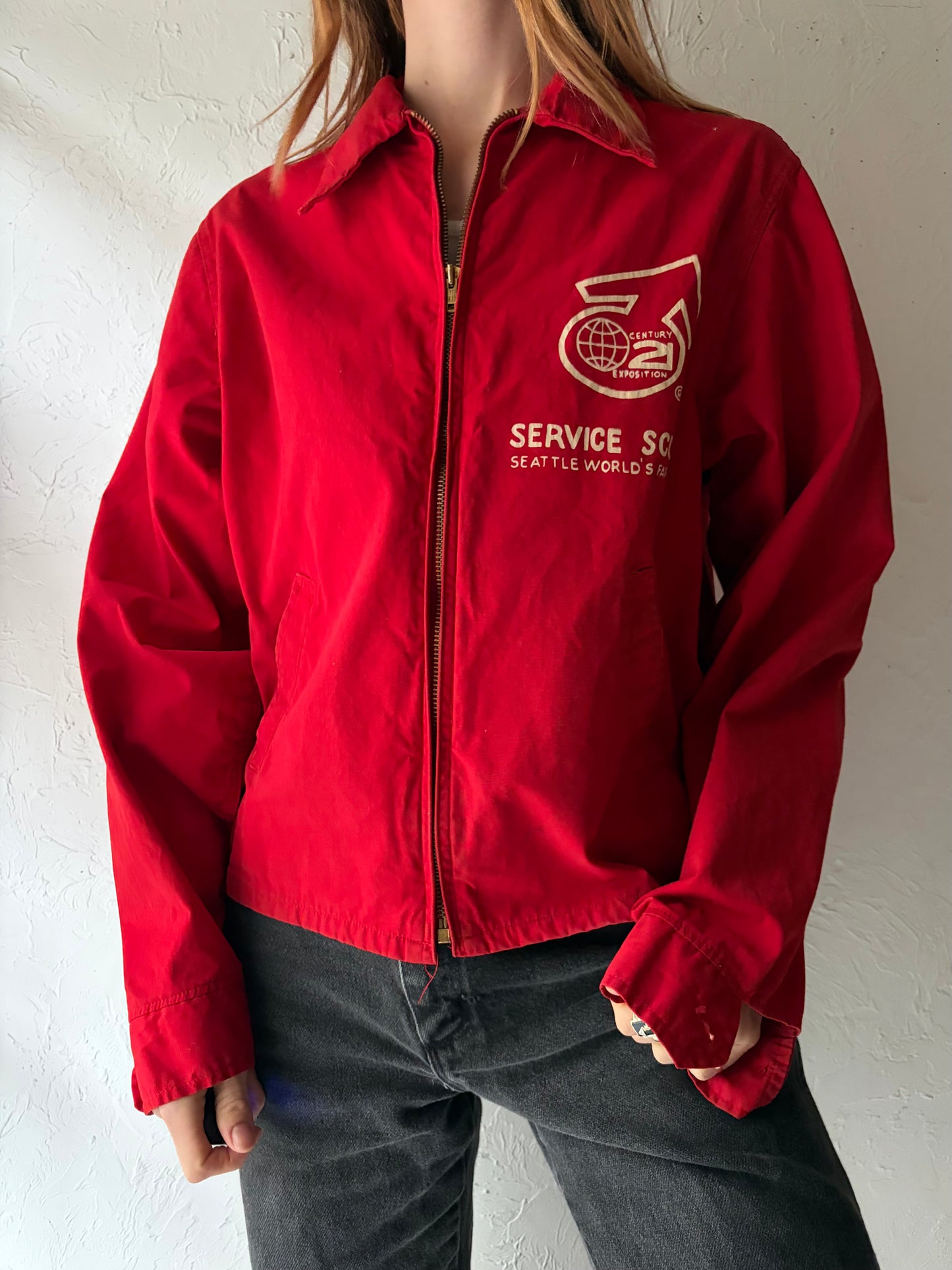 60s 'Boy Scouts of American' Red Zip Up Jacket / Small