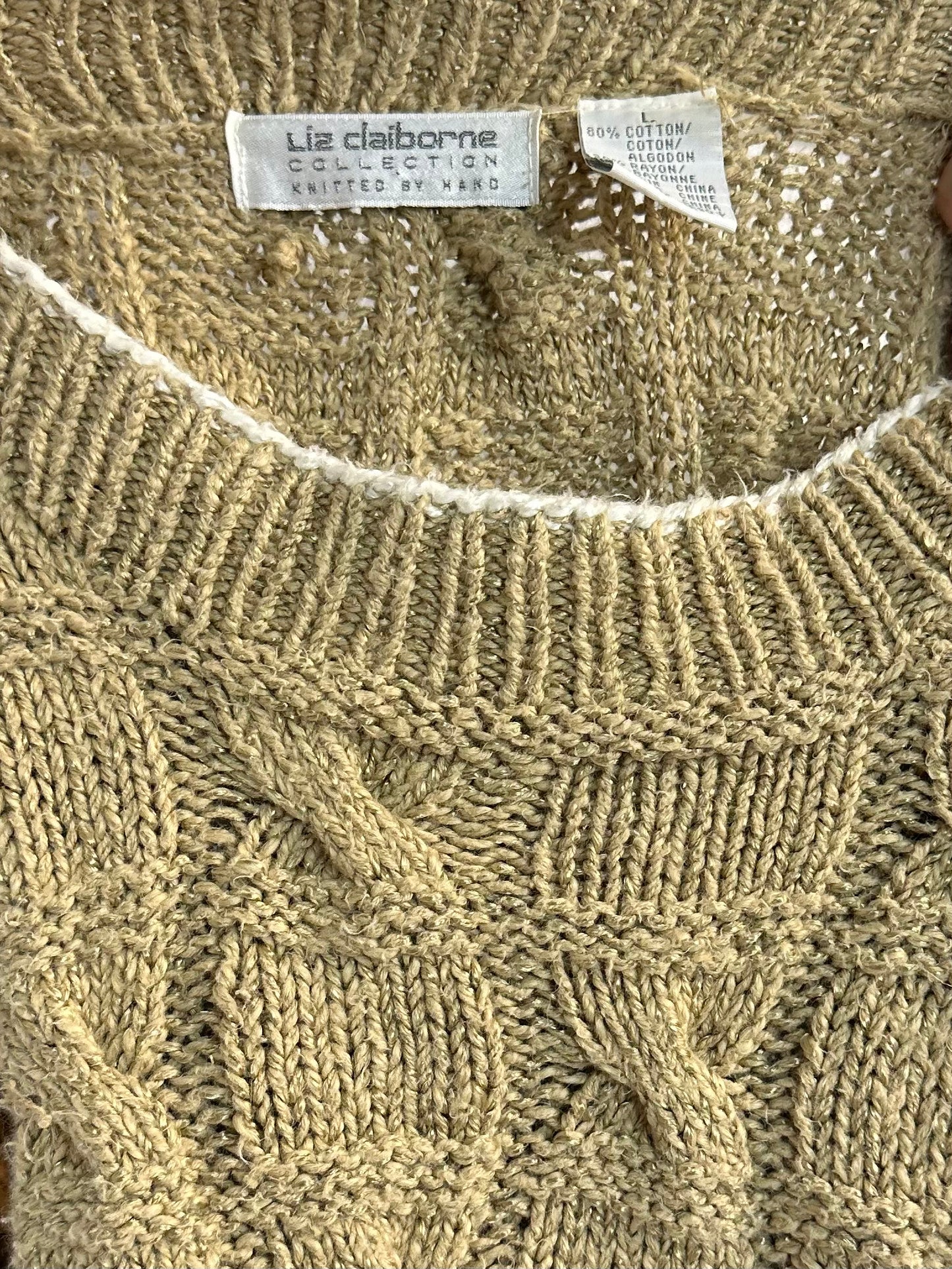 90s 'Liz Claiborne' Cable Knit Sweater / Large