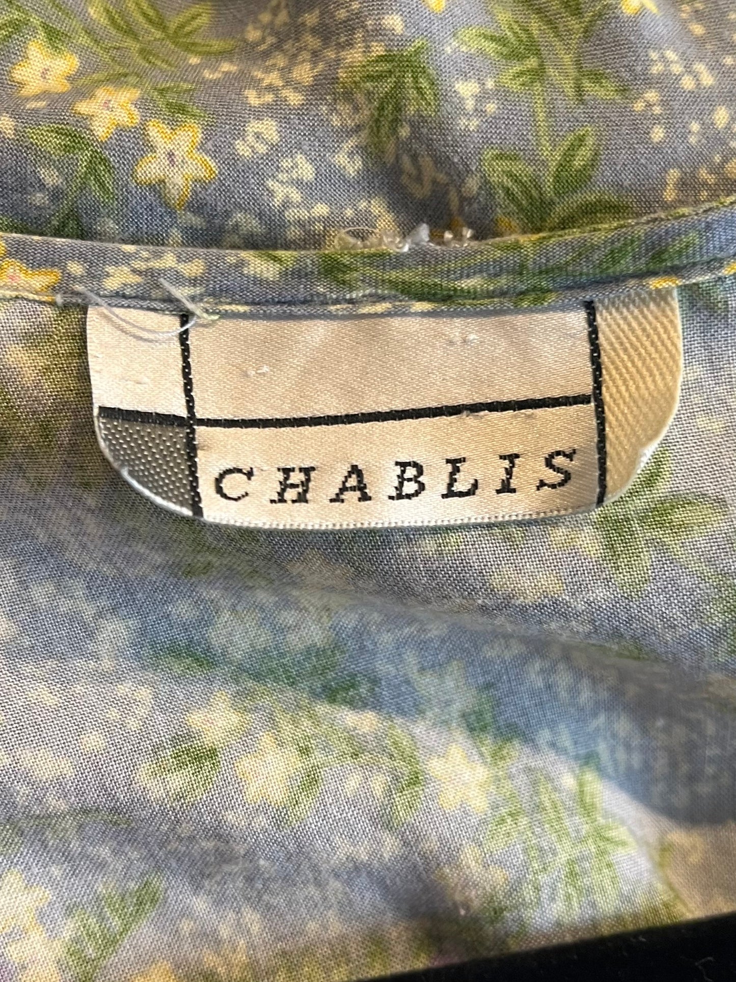 90s 'Chablis' Green Floral Dress / Small