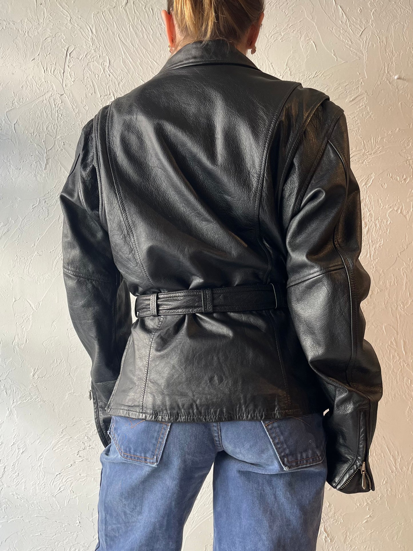 Y2k 'Harley Davidson' Black Leather Moto Jacket / Small