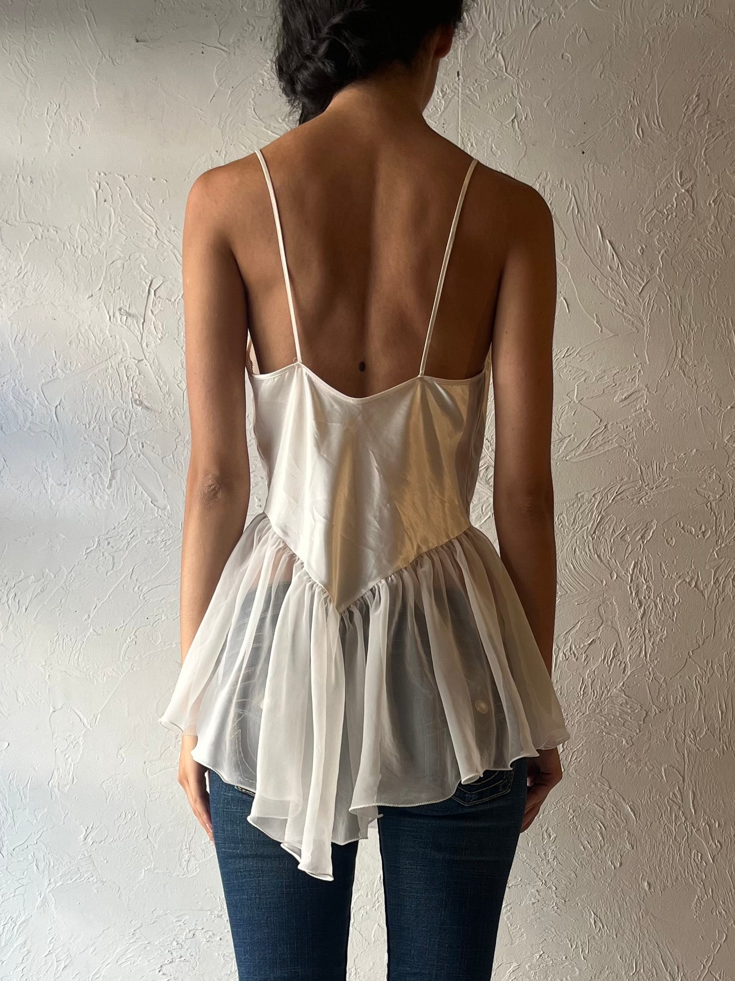 90s Cream Lace Top / XS