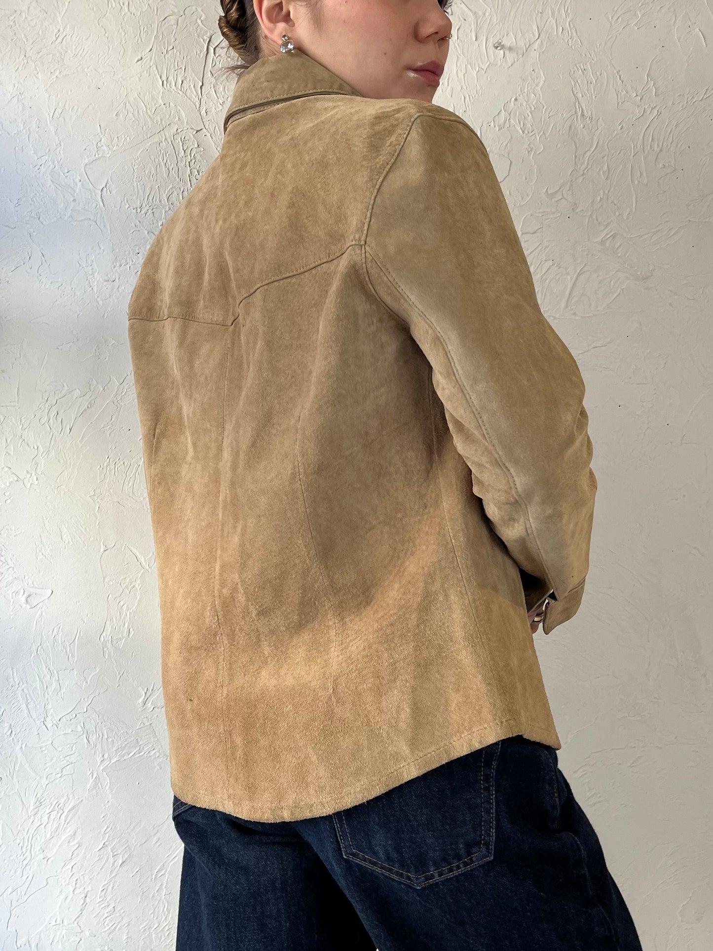 Y2K ‘For Joseph’ Snap Up Tan Suede Jacket / Medium