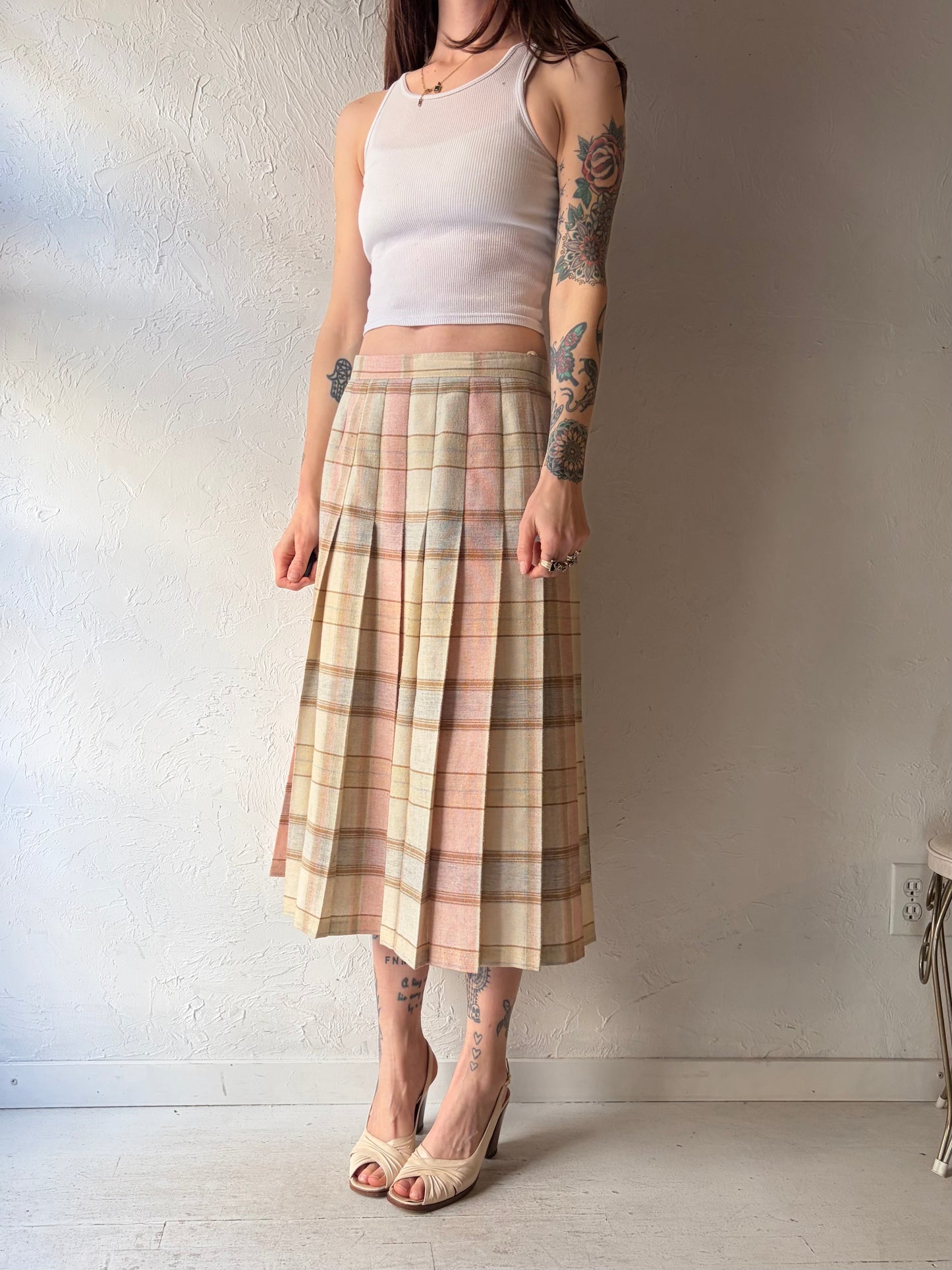 80s 'Jupe A Gogo' Plaid Skirt / Medium