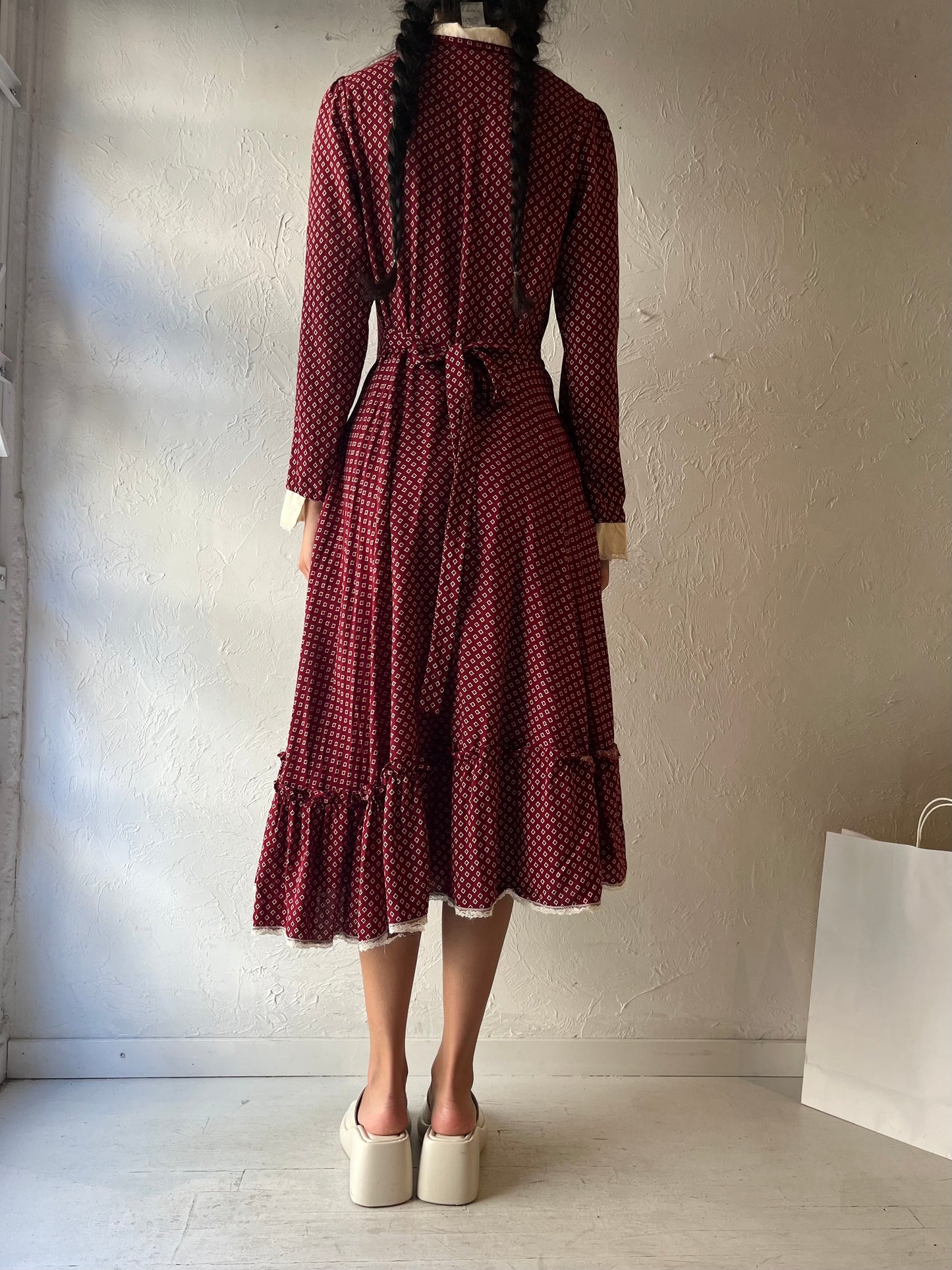 70s 'Gunne Sax' Long Sleeve Midi Dress / Small