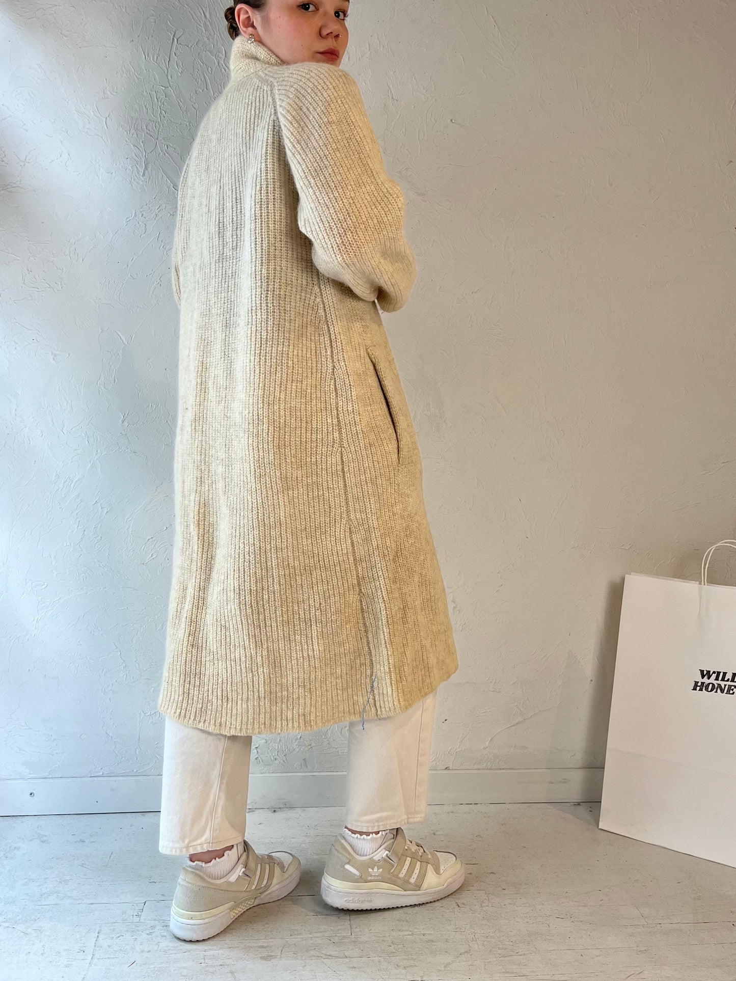 90s 'FSA Collection' Cream Wool Cardigan Sweater / Medium