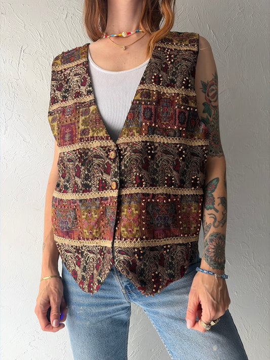 90s Retro Cottagecore Western Knit Vest / Large