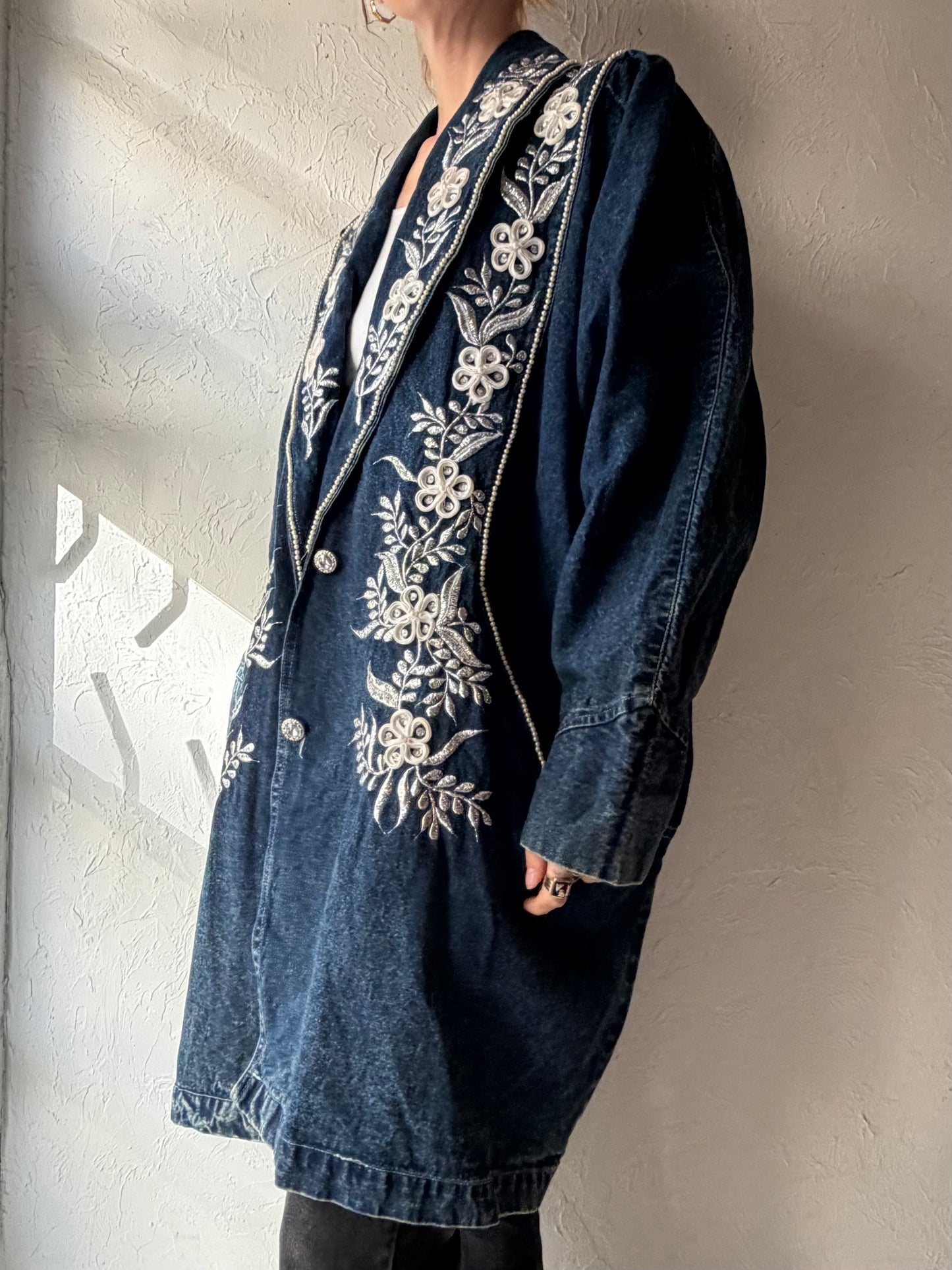 80s 'Jazzino' Embroidered Denim Jacket / XL