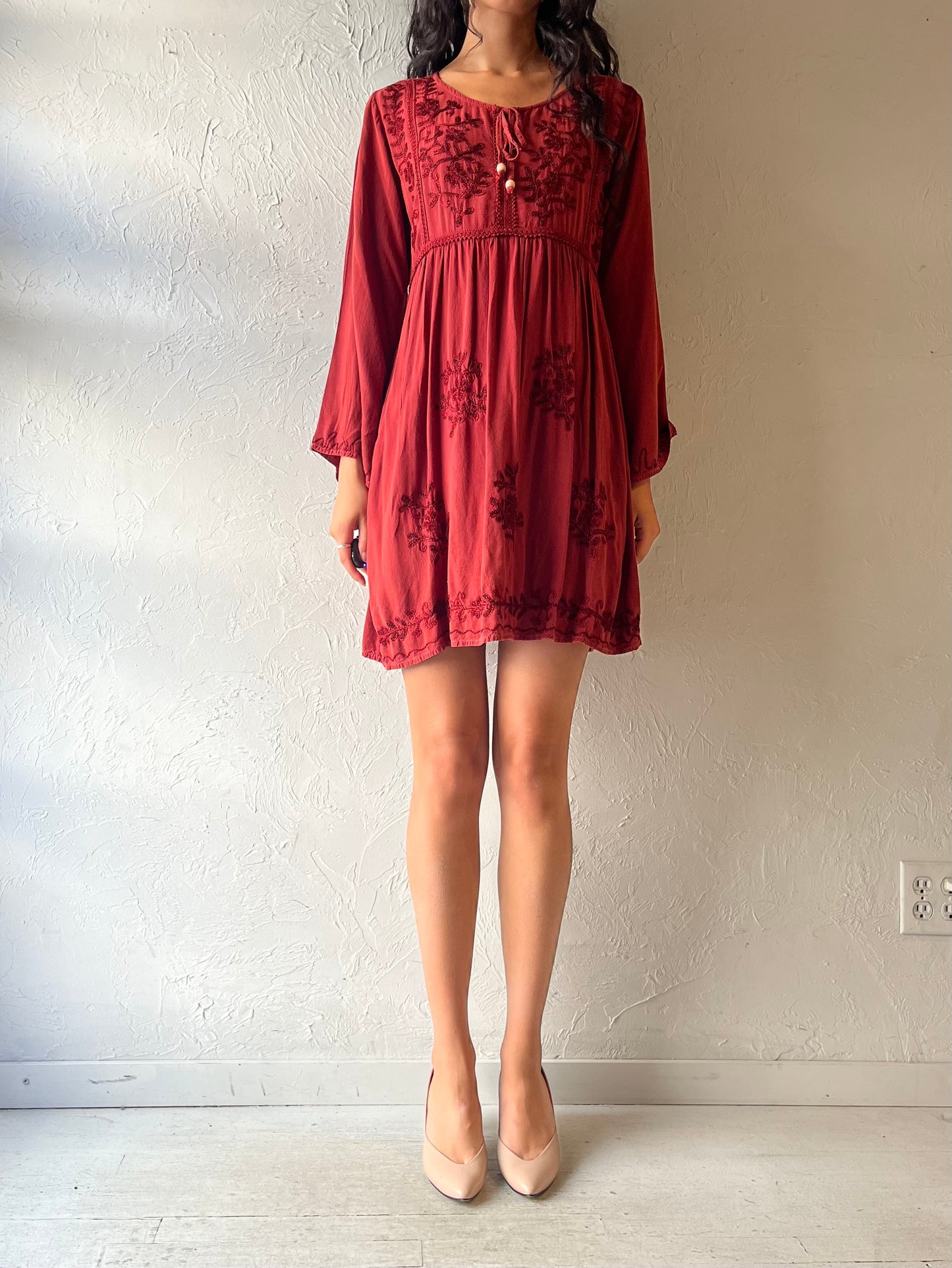 Y2k 'Anandas' Long Sleeve Mini Fairycore Dress / Large