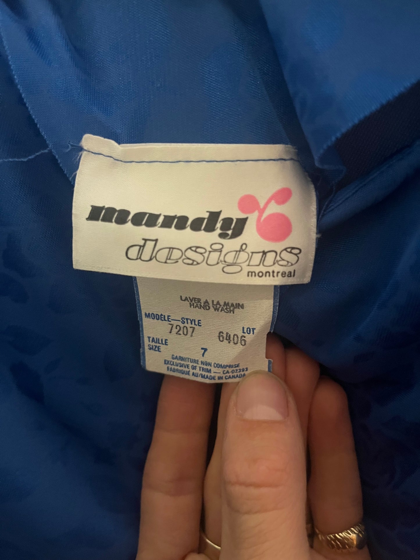 80s 'Mandy Designs' Blue Floral Retro Normcore Midi Party Dress / Medium