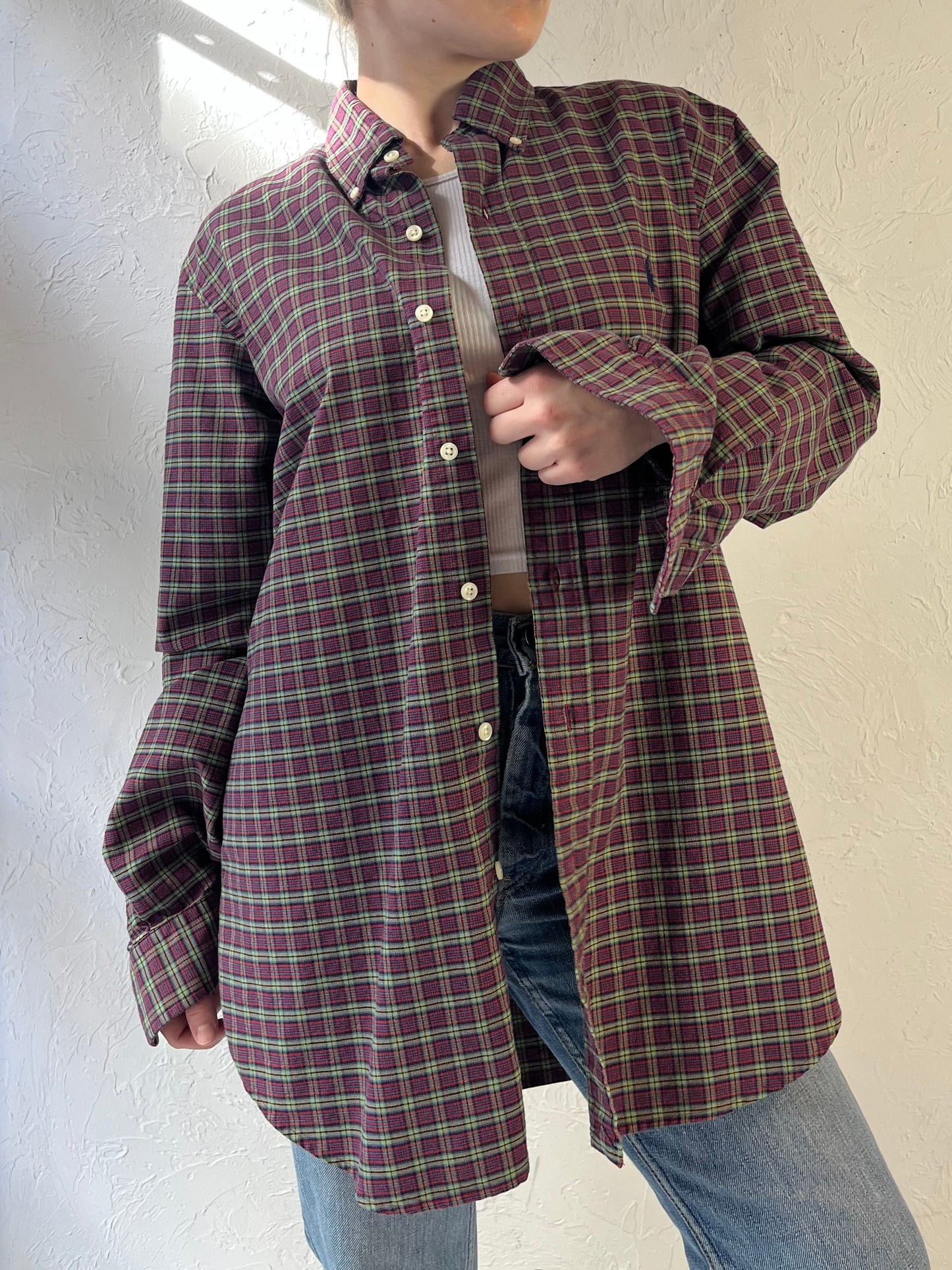 Y2k 'Ralph Lauren' Plaid Button Up Cotton Shirt / Medium