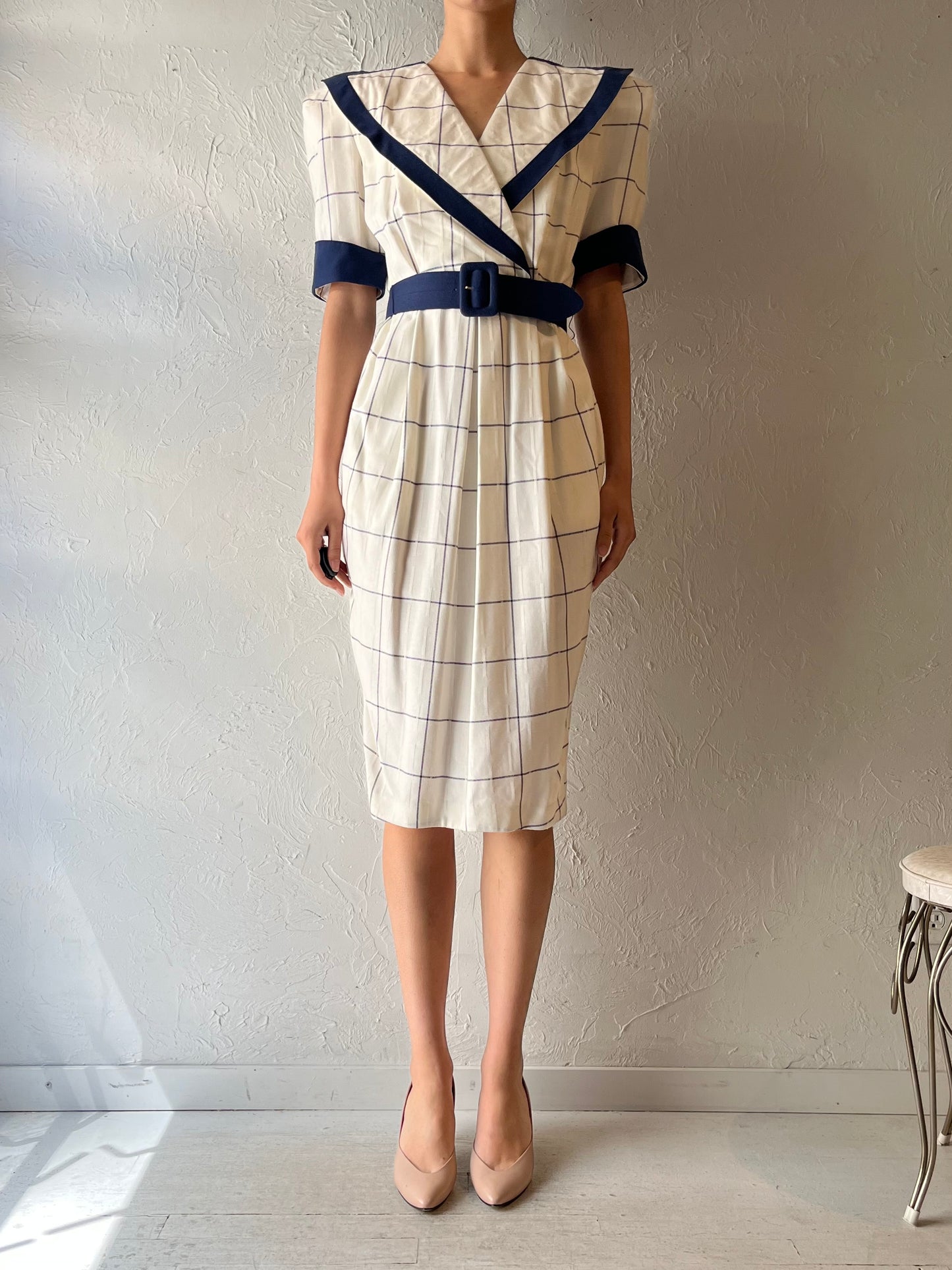 80s 'Billie' Collared Midi Dress / Medium