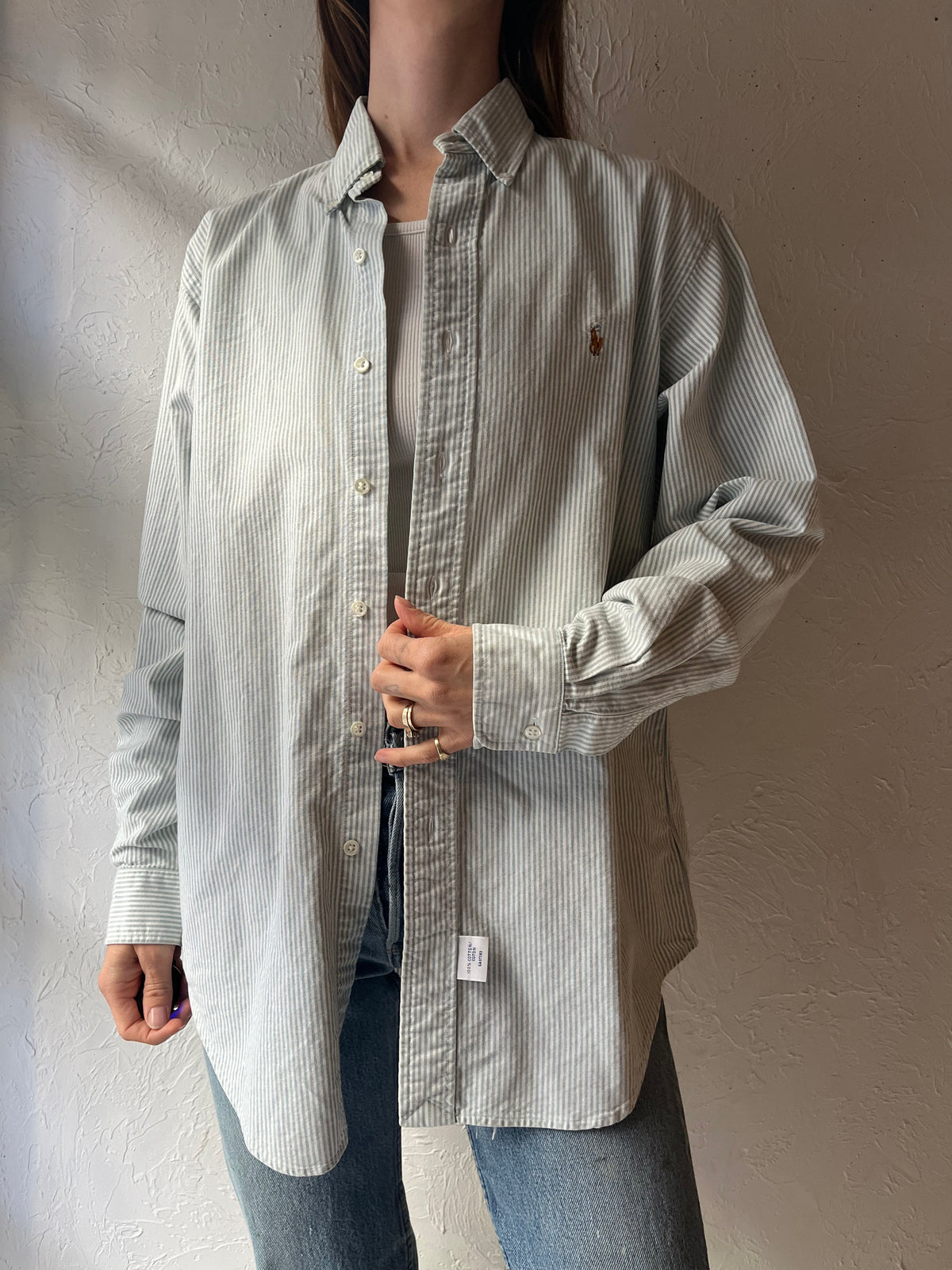 Vintage 'Ralph Lauren' Striped Thick Cotton Button Up Shirt / Medium