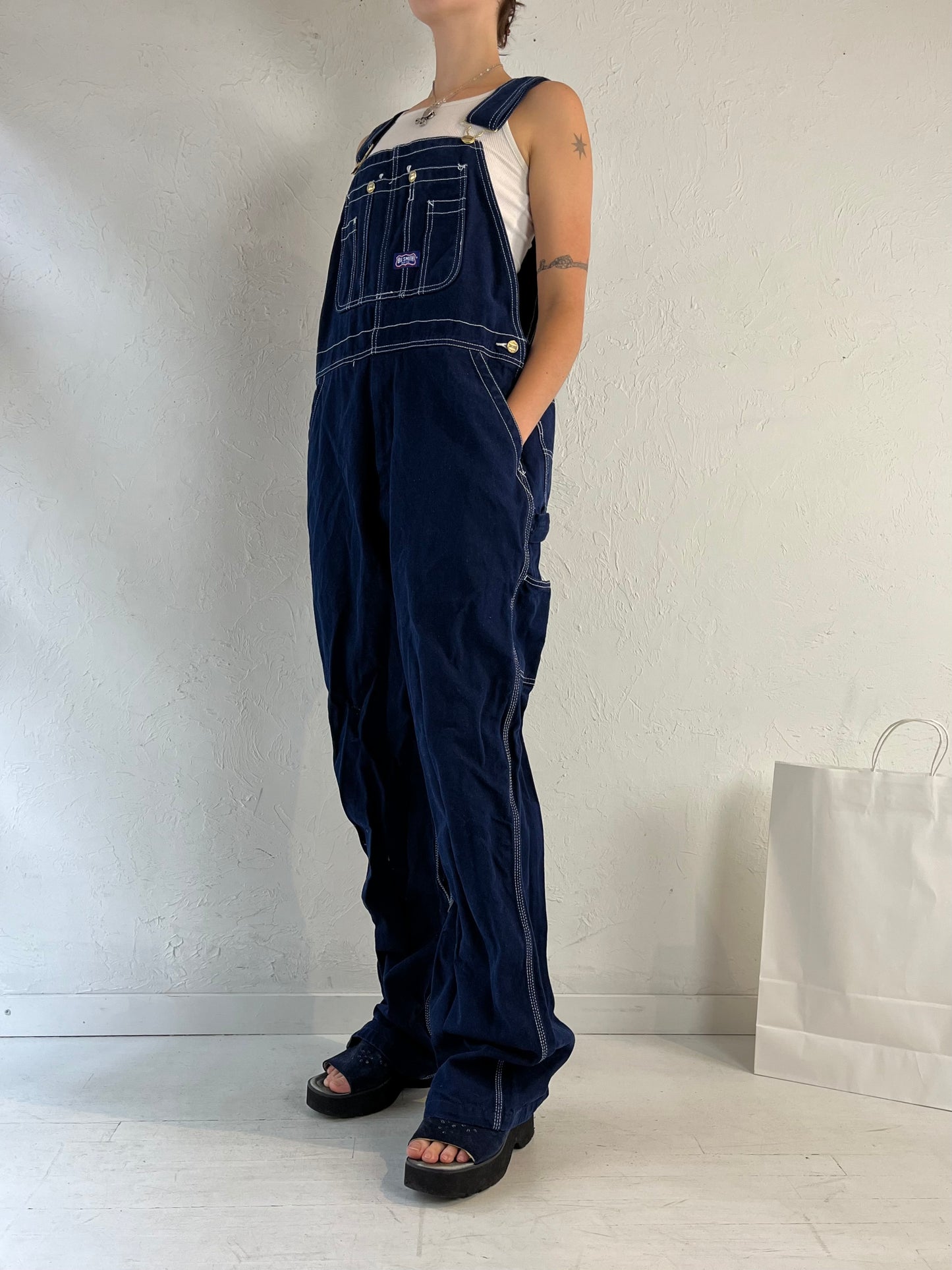 Vintage 'Big Smith' Dark Wash Denim Overalls / Large