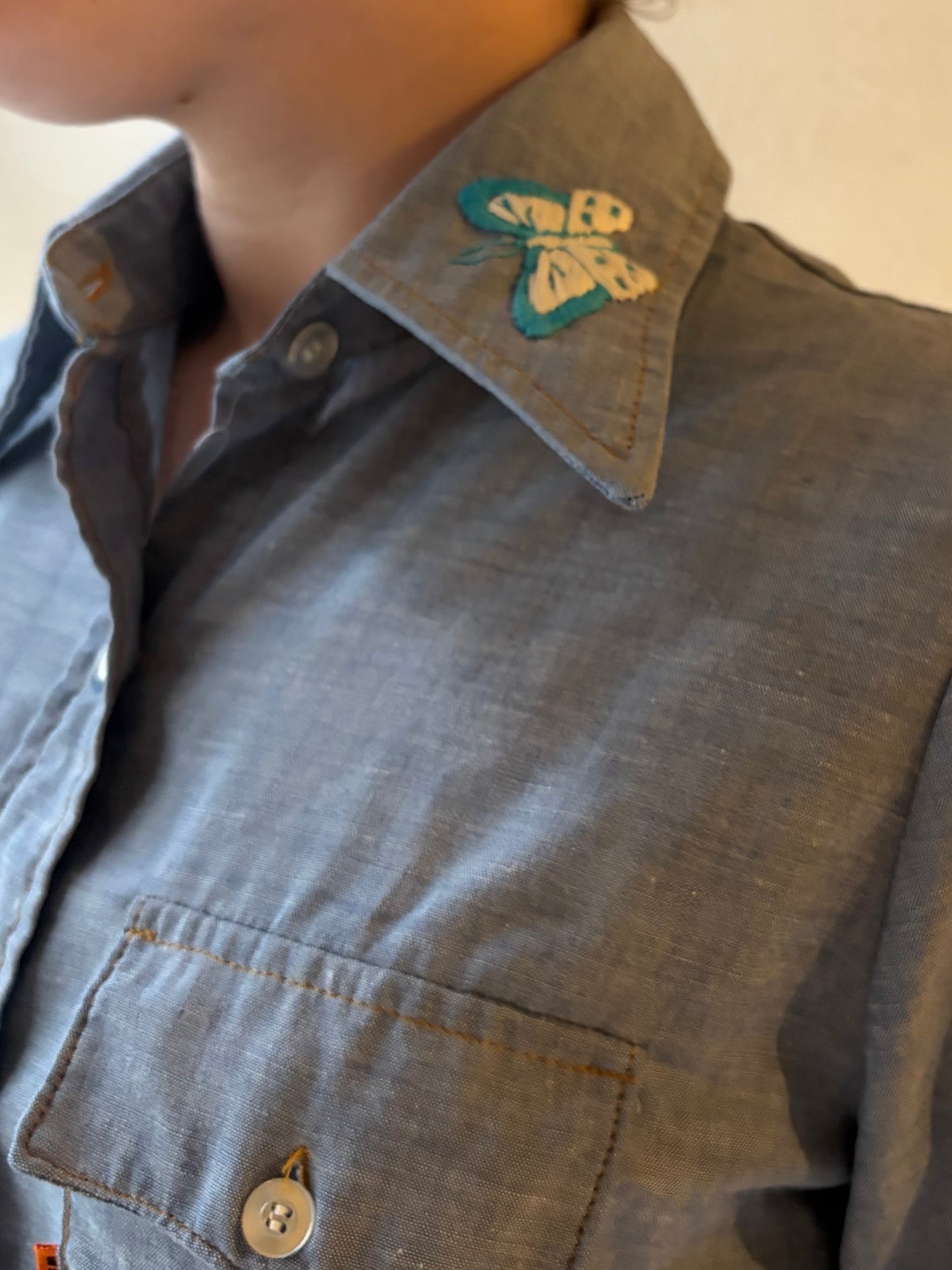 70s 'Levis' Embroidered Mushroom Shirt / Small