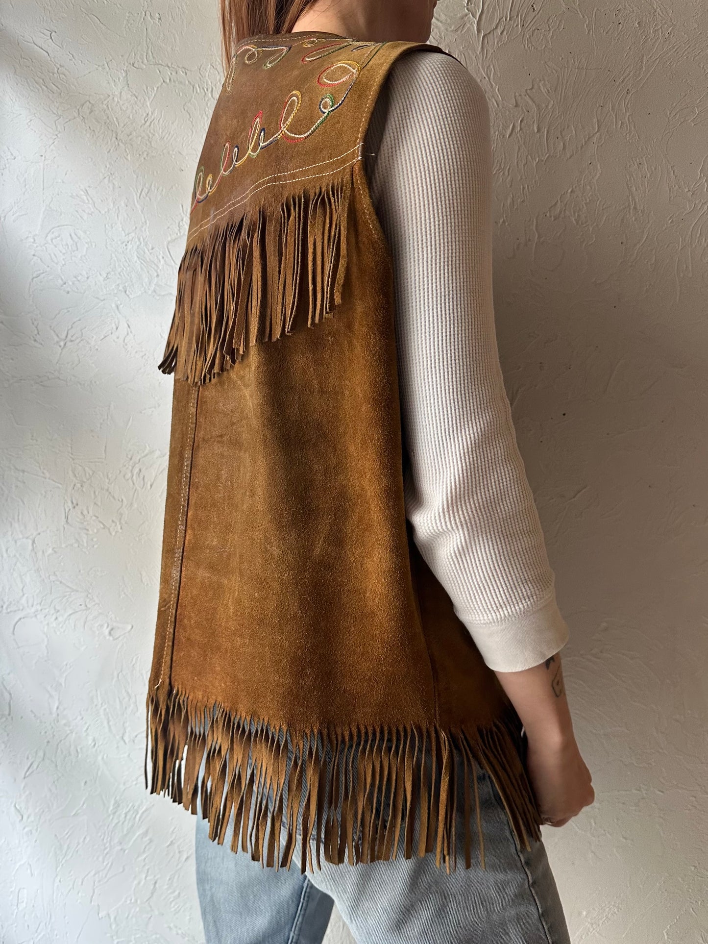 70s Suede Fringe Vest / Large