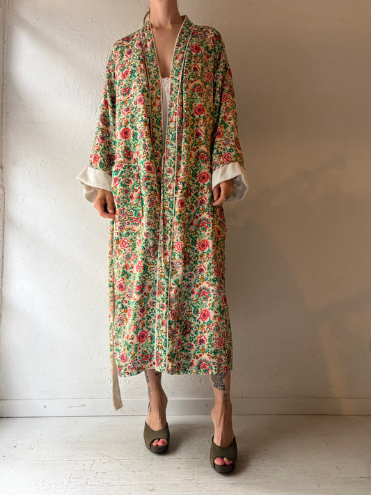 Vintage 'Victorias Secret' Gold Label Floral Robe / Medium - Large