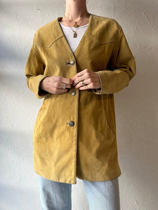 80s 'Danier' Tan Suede Oversized Leather Jacket / Small