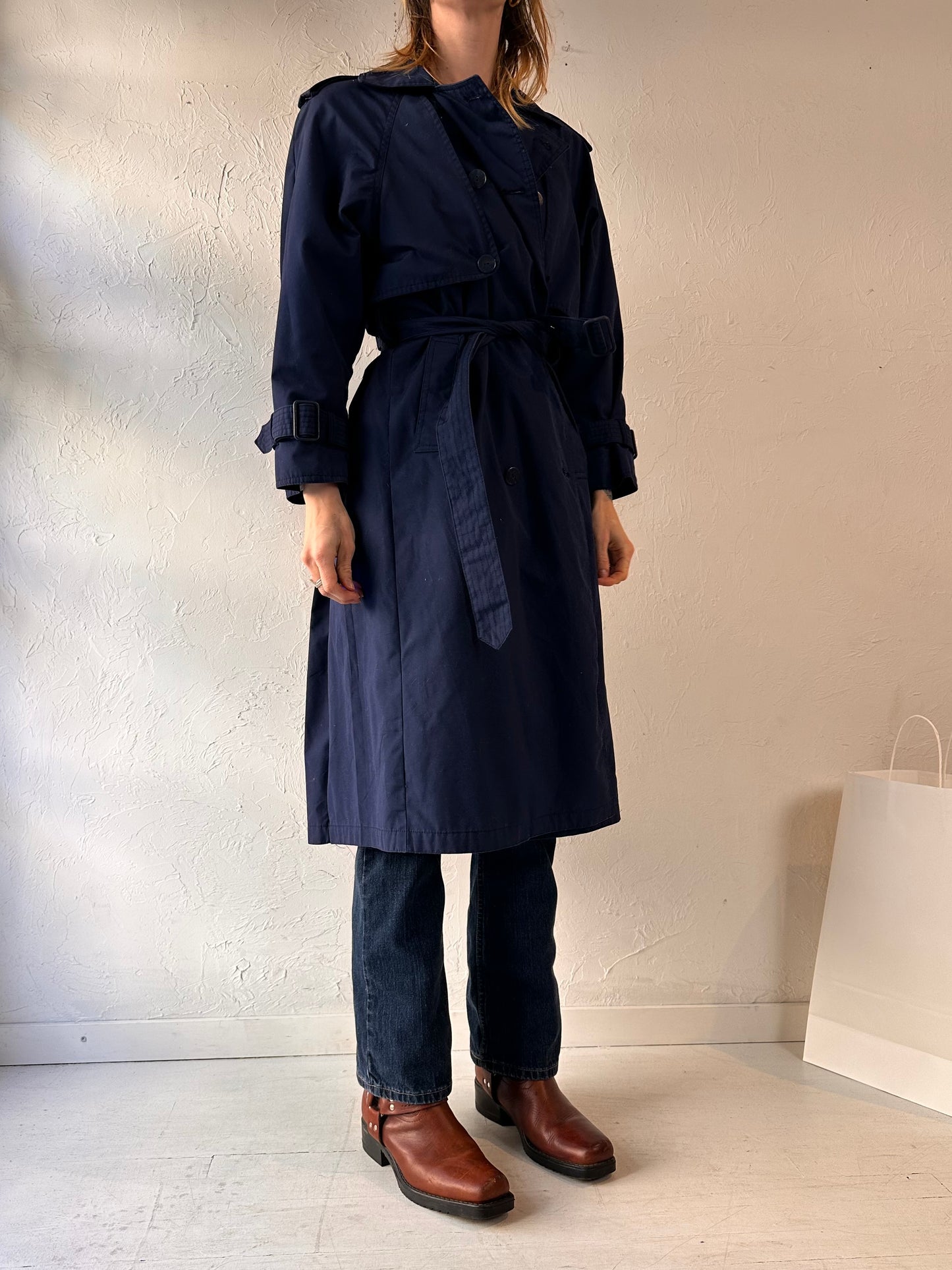 Vintage 'London Towne' Blue Classic Trench Coat / Small