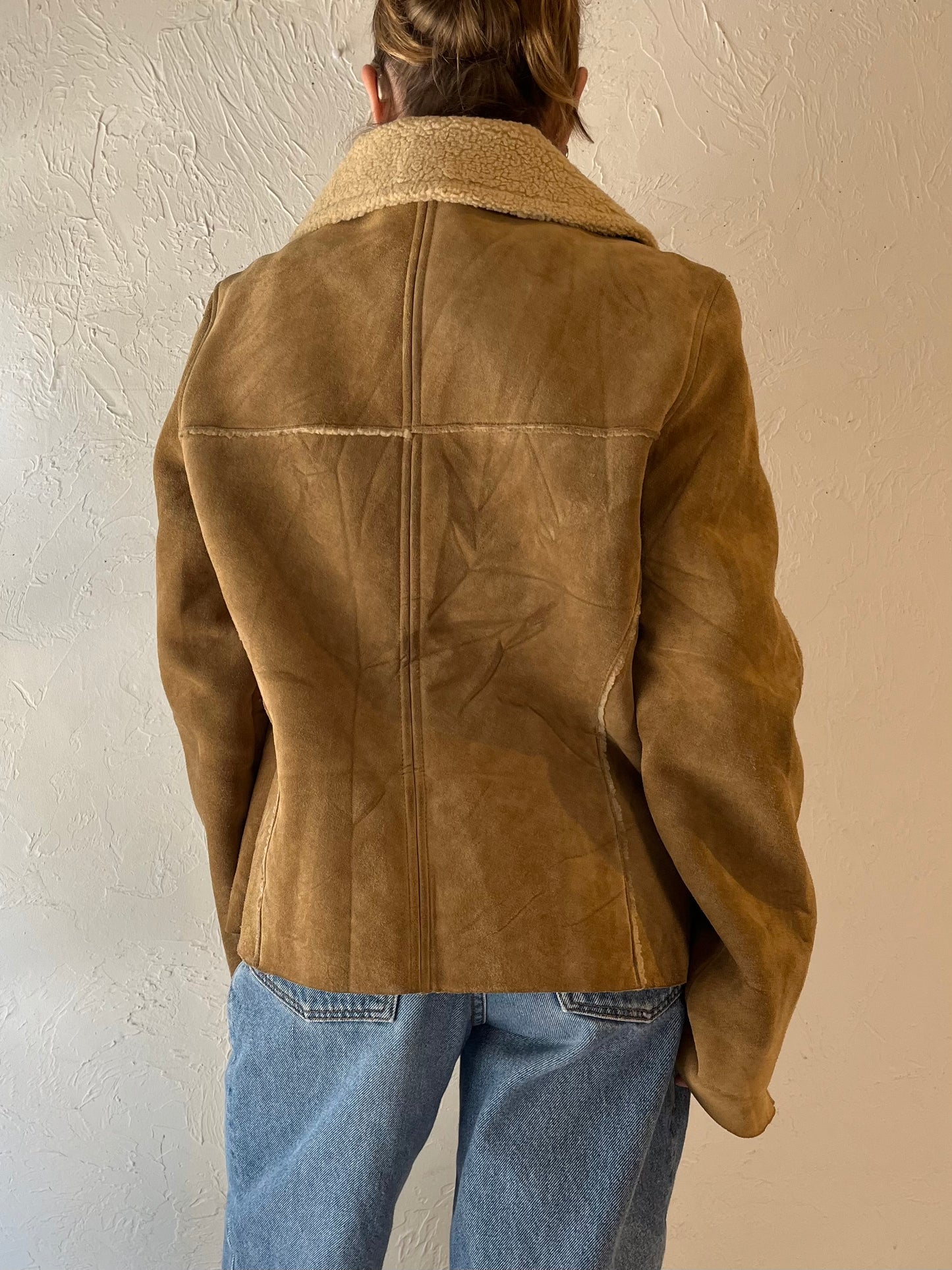 Y2k 'Gap' Suede Leather Faux Shearling Lined Jacket / Medium