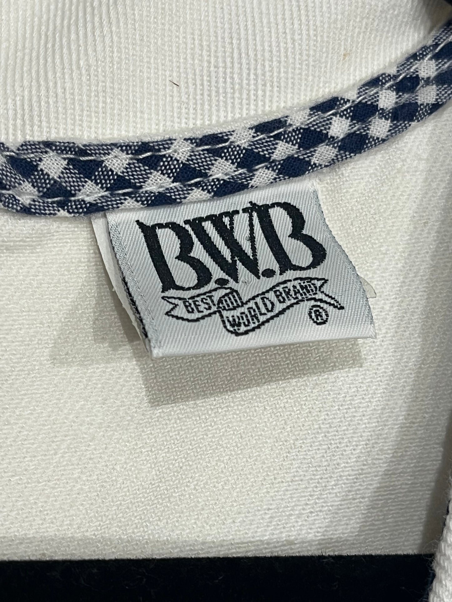 90s 'BWB' White Denim Mini Dress / Small