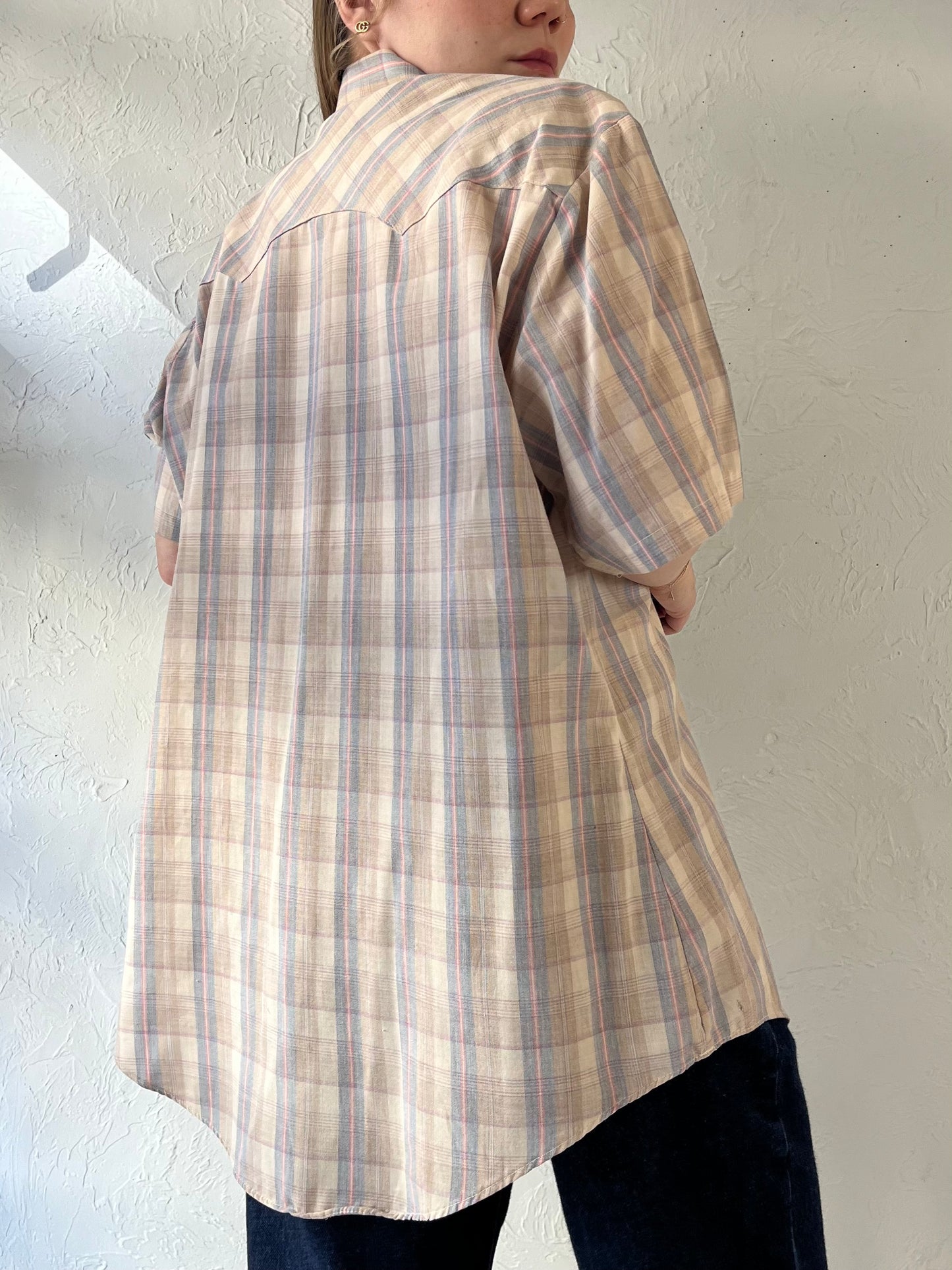 70s ‘Levi’s’ Plaid Snap Up Western Shirt / Large