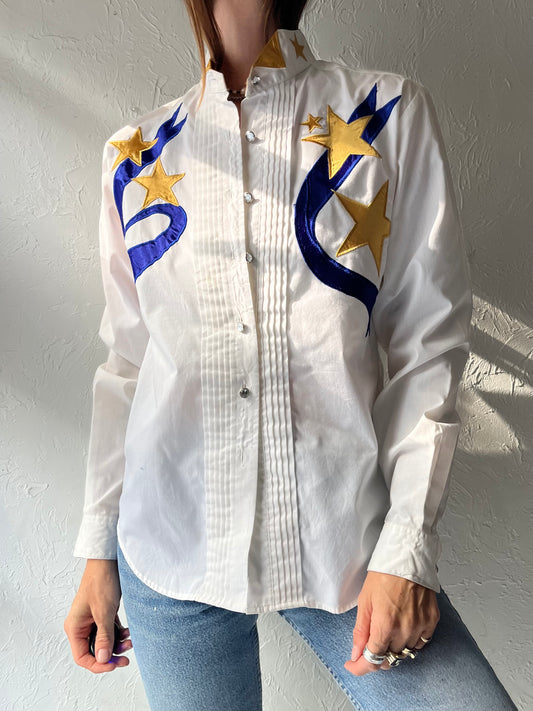 80s 'Wrangler' White Rodeo Star Shirt / Medium