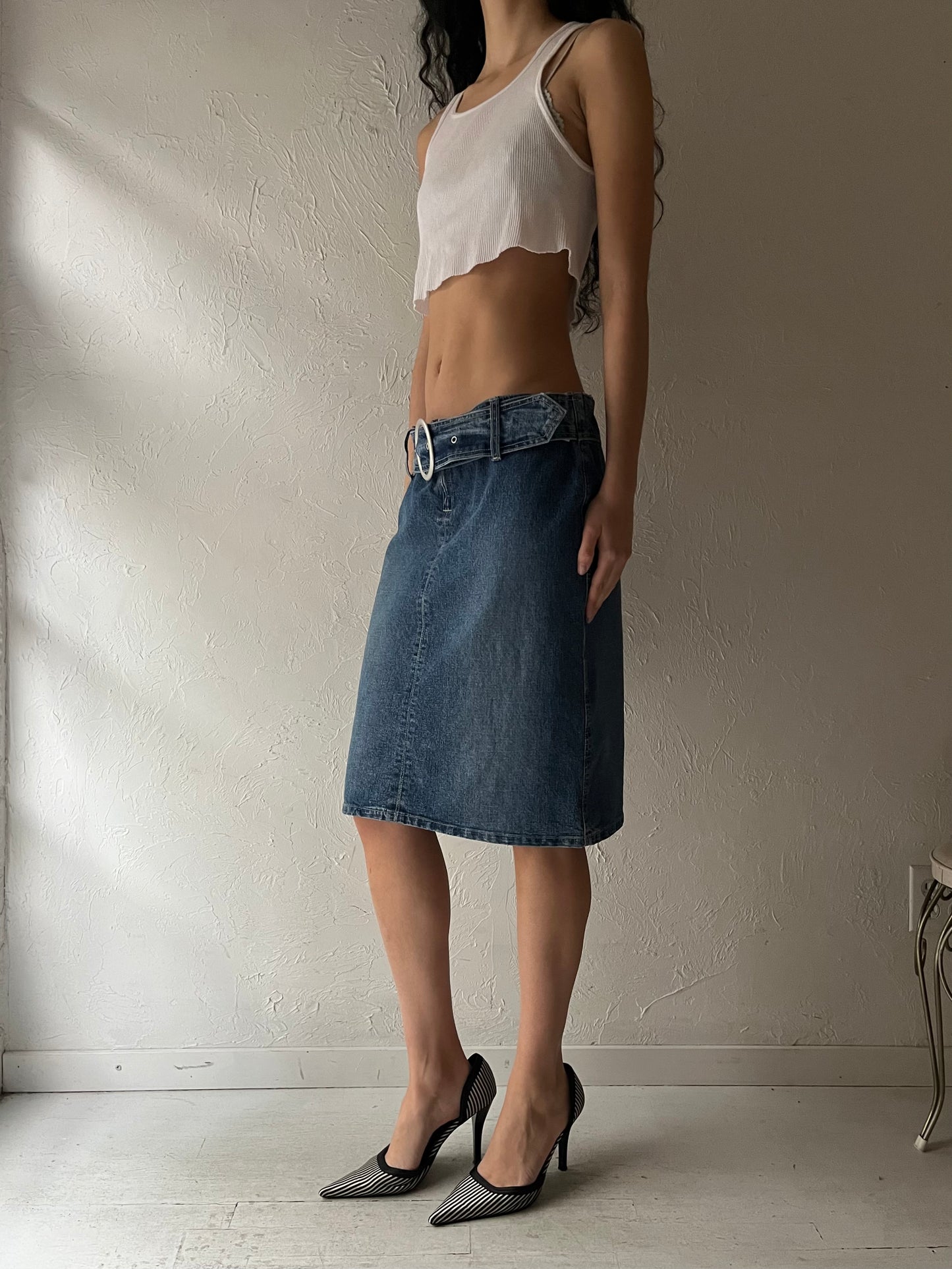 Y2k 'Bongo' Denim Midi Skirt / Medium