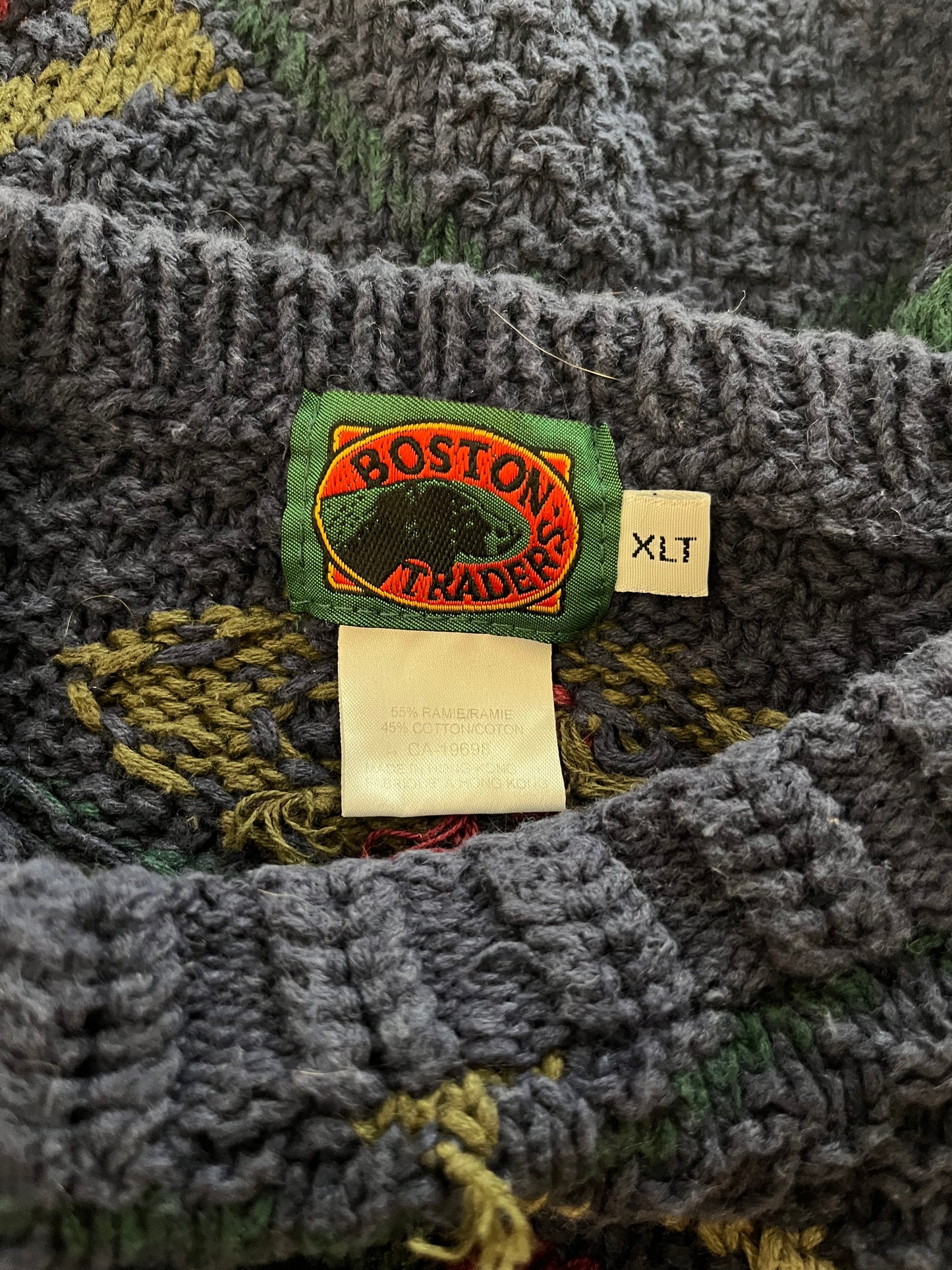 90s 'Boston Traders' Blue Cotton Ramie Knit Sweater / XL