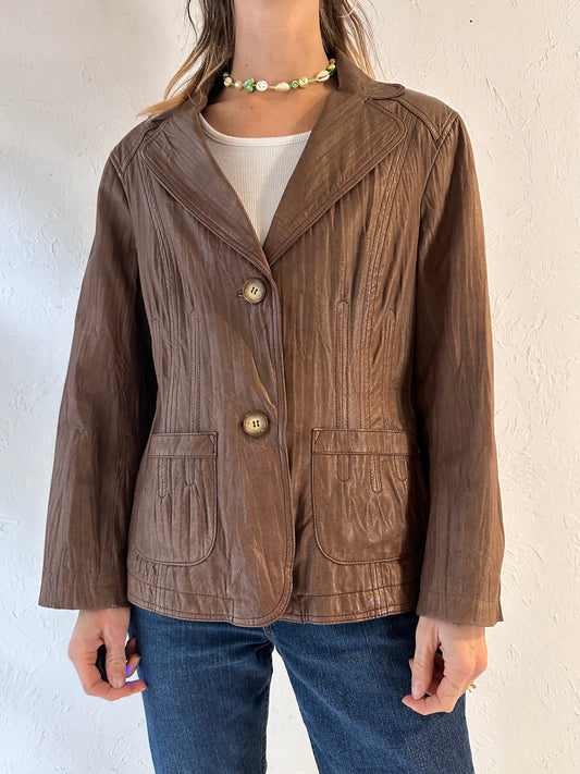 Y2k 'Danier' Brown Leather Jacket / XL