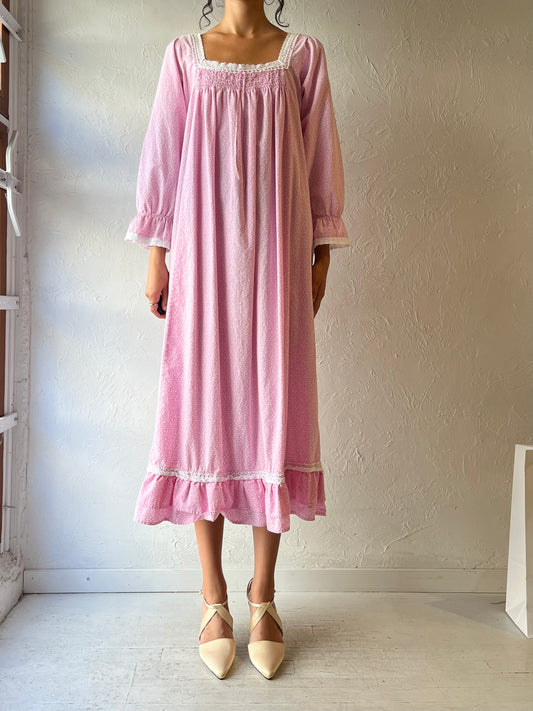 Y2k 'The 1 For U' Pink Cotton Maxi Dress / XL