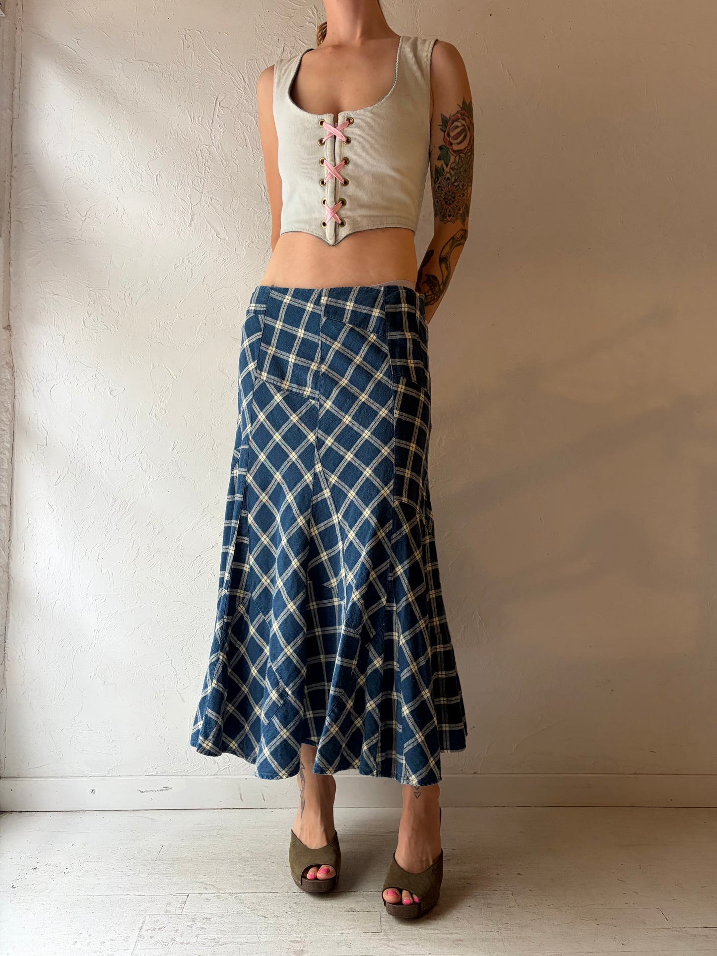 Y2k 'Ralph Lauren' Linen Cotton Midi Skirt / Medium