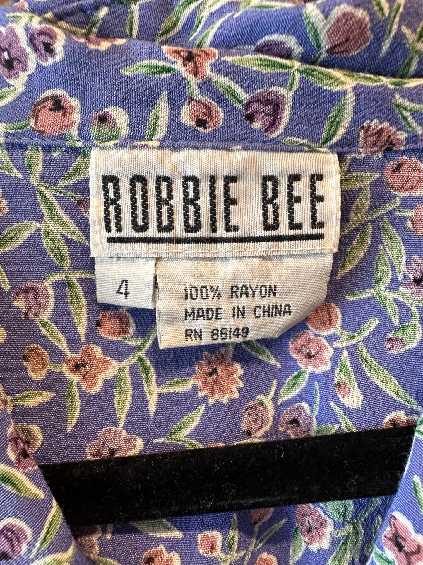 Vintage 'Robbie Bee' Floral Print Rayon Dress / Small