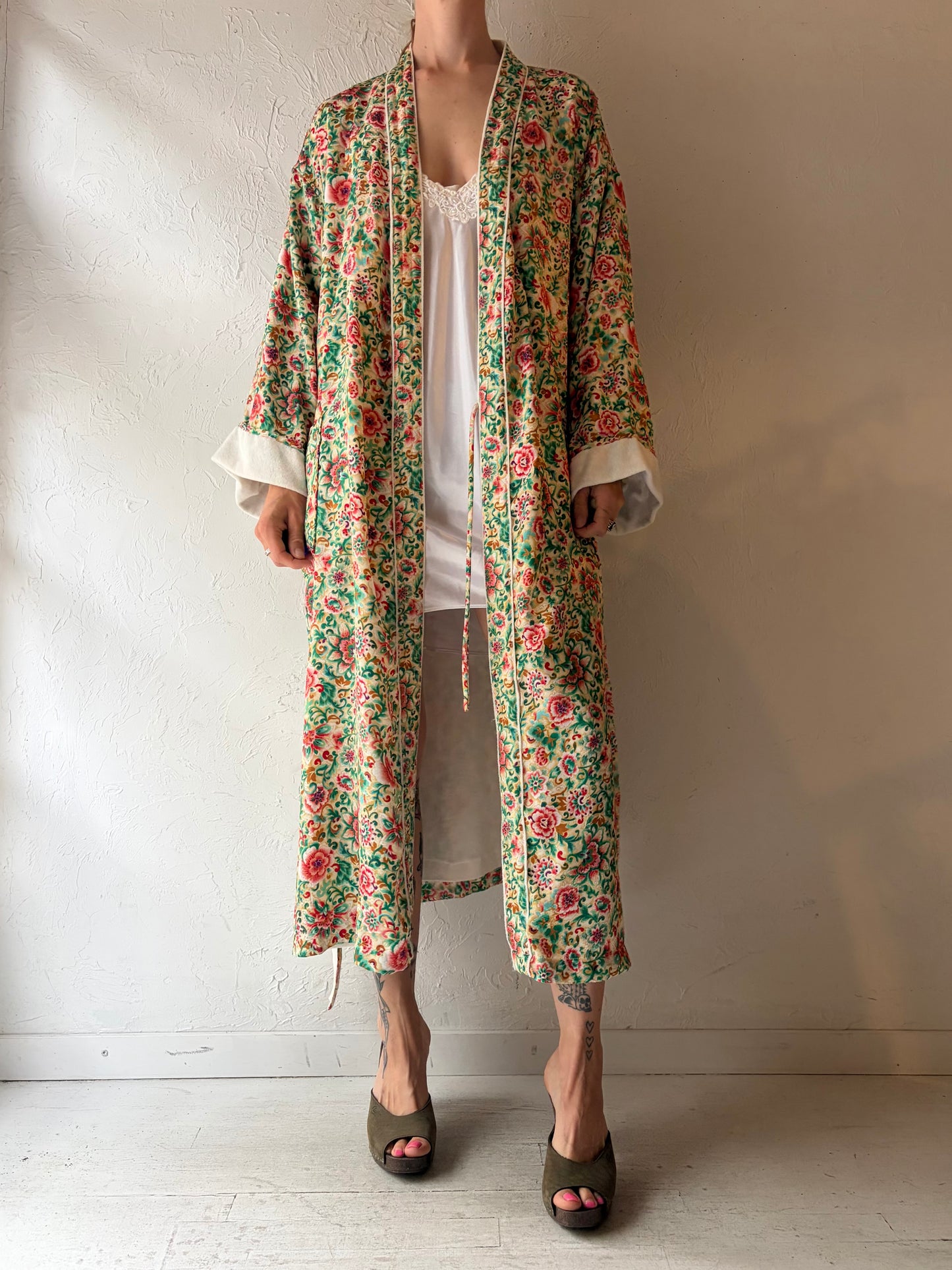Vintage 'Victorias Secret' Gold Label Floral Robe / Medium - Large
