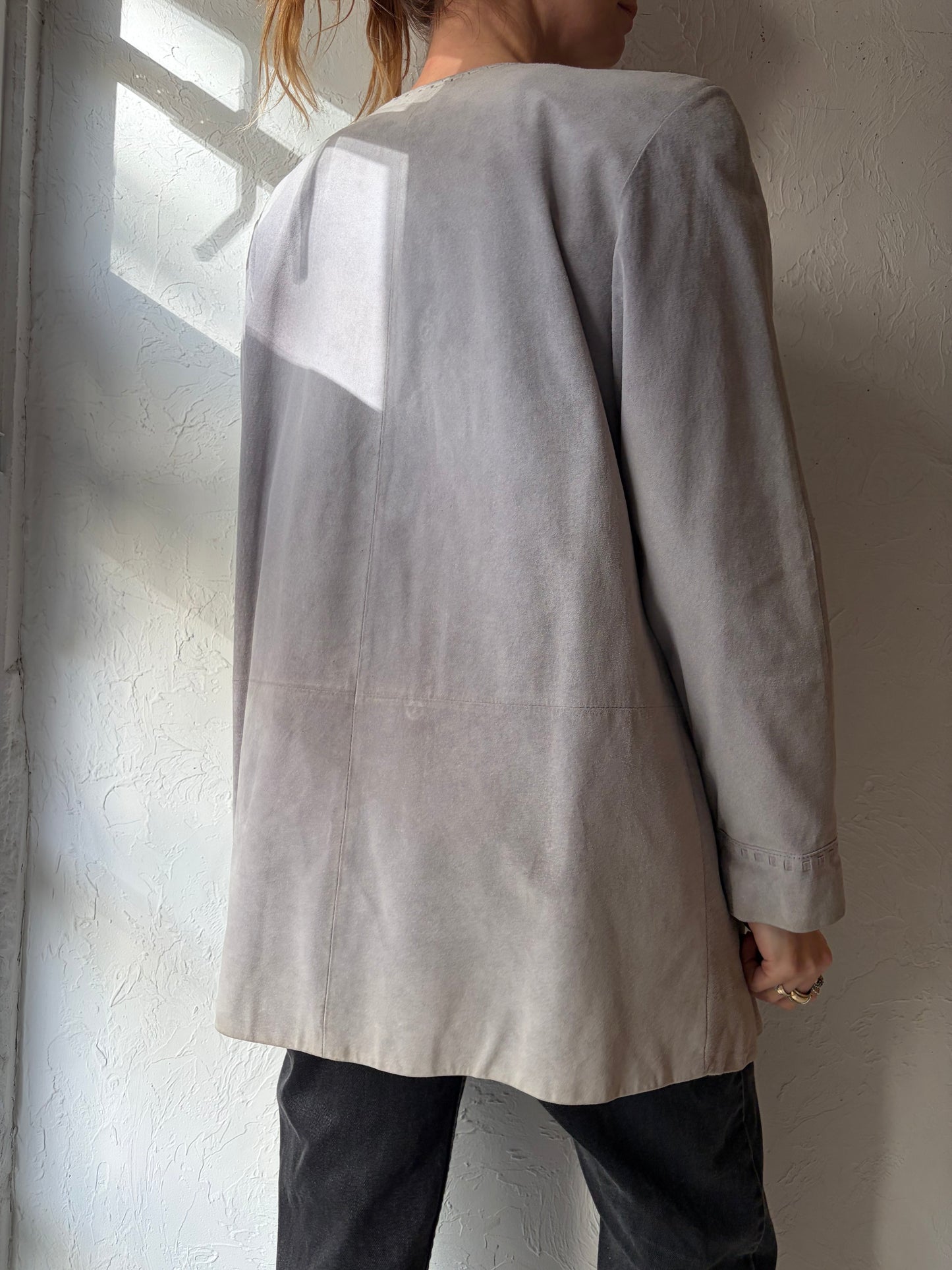 90s 'Danier' Gray Suede Jacket / Medium